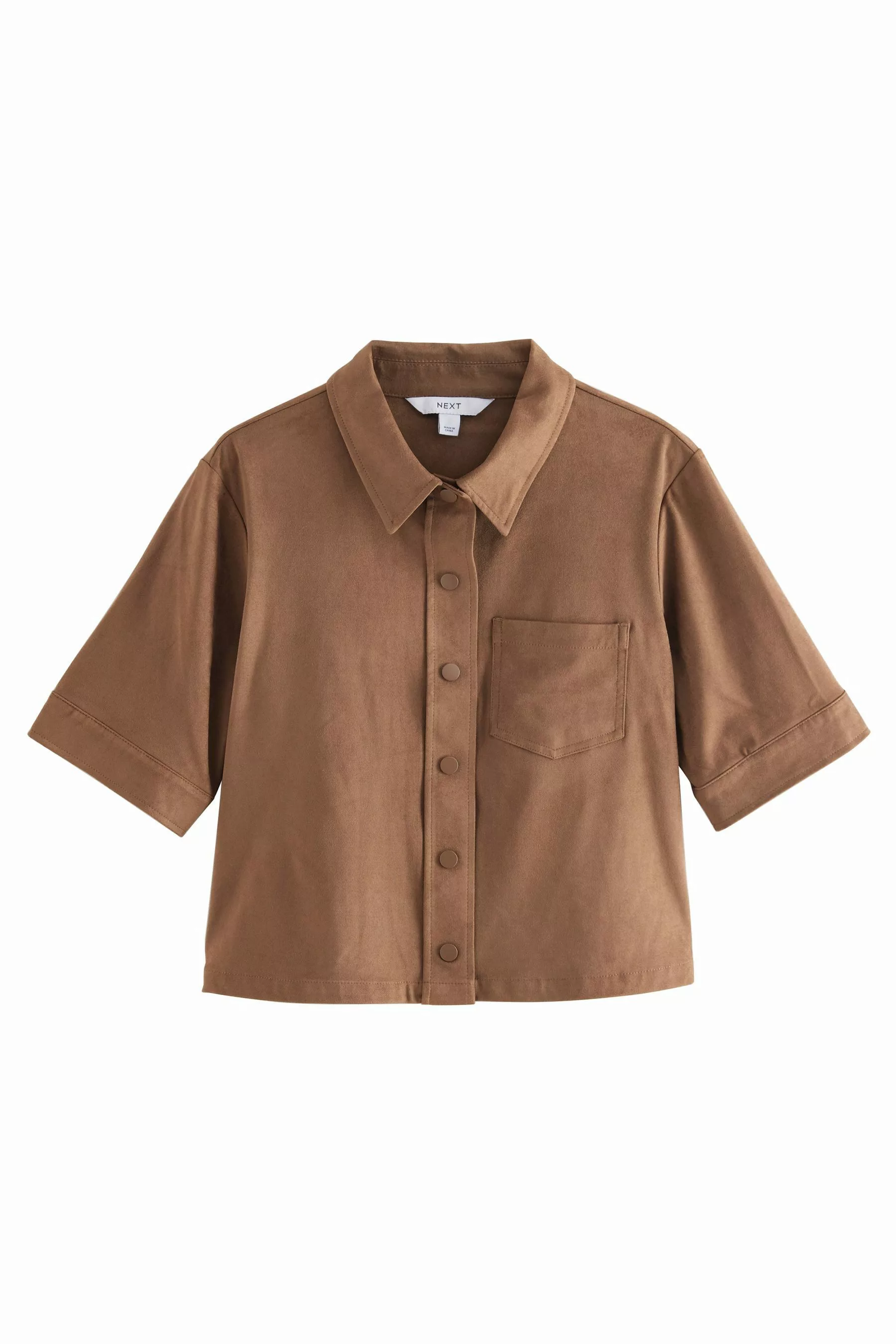 Next Kurzarmhemd Kurzärmeliges Hemd aus Velourskunstleder günstig online kaufen