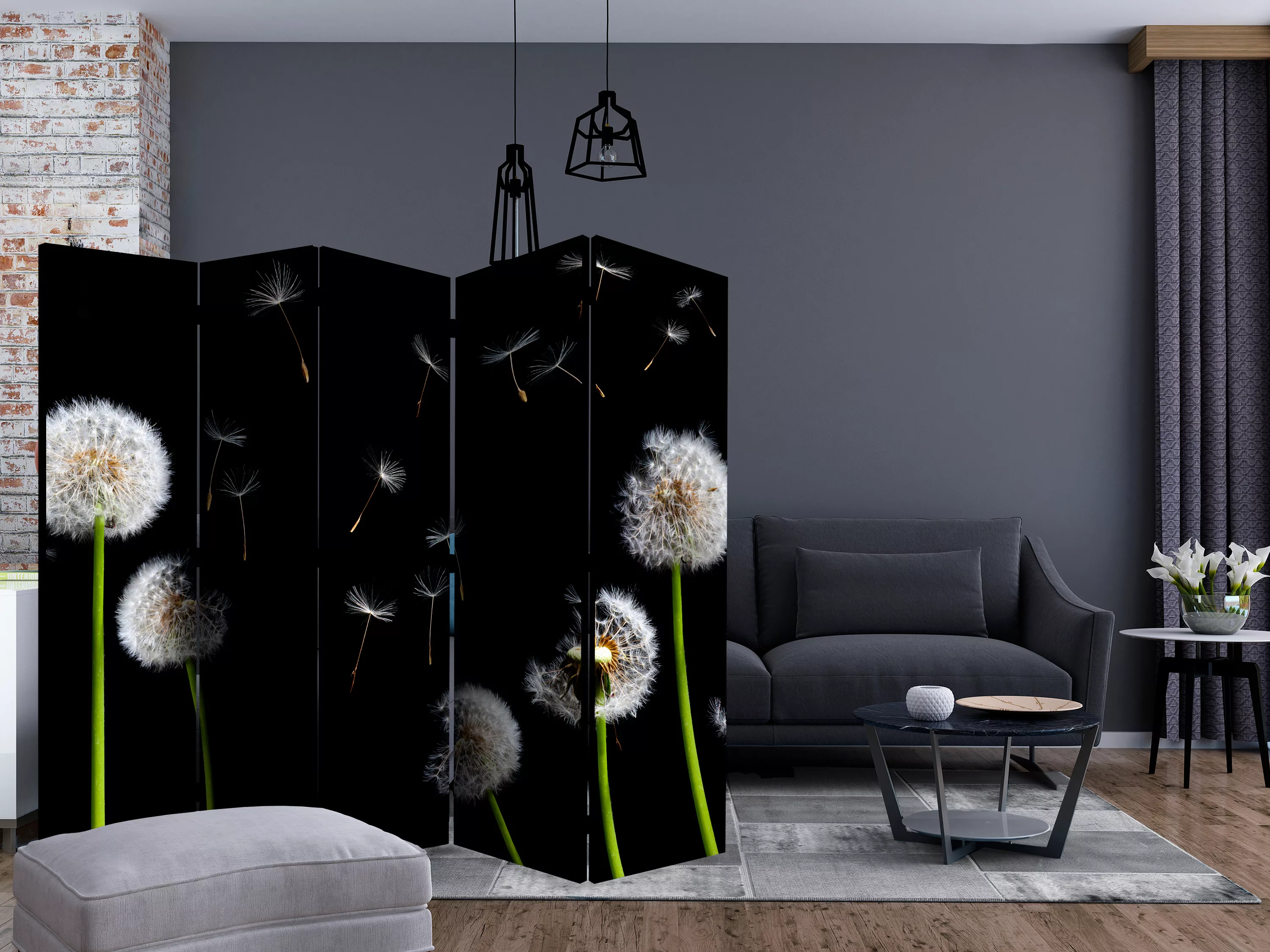 5-teiliges Paravent - Dandelions In The Wind Ii [room Dividers] günstig online kaufen