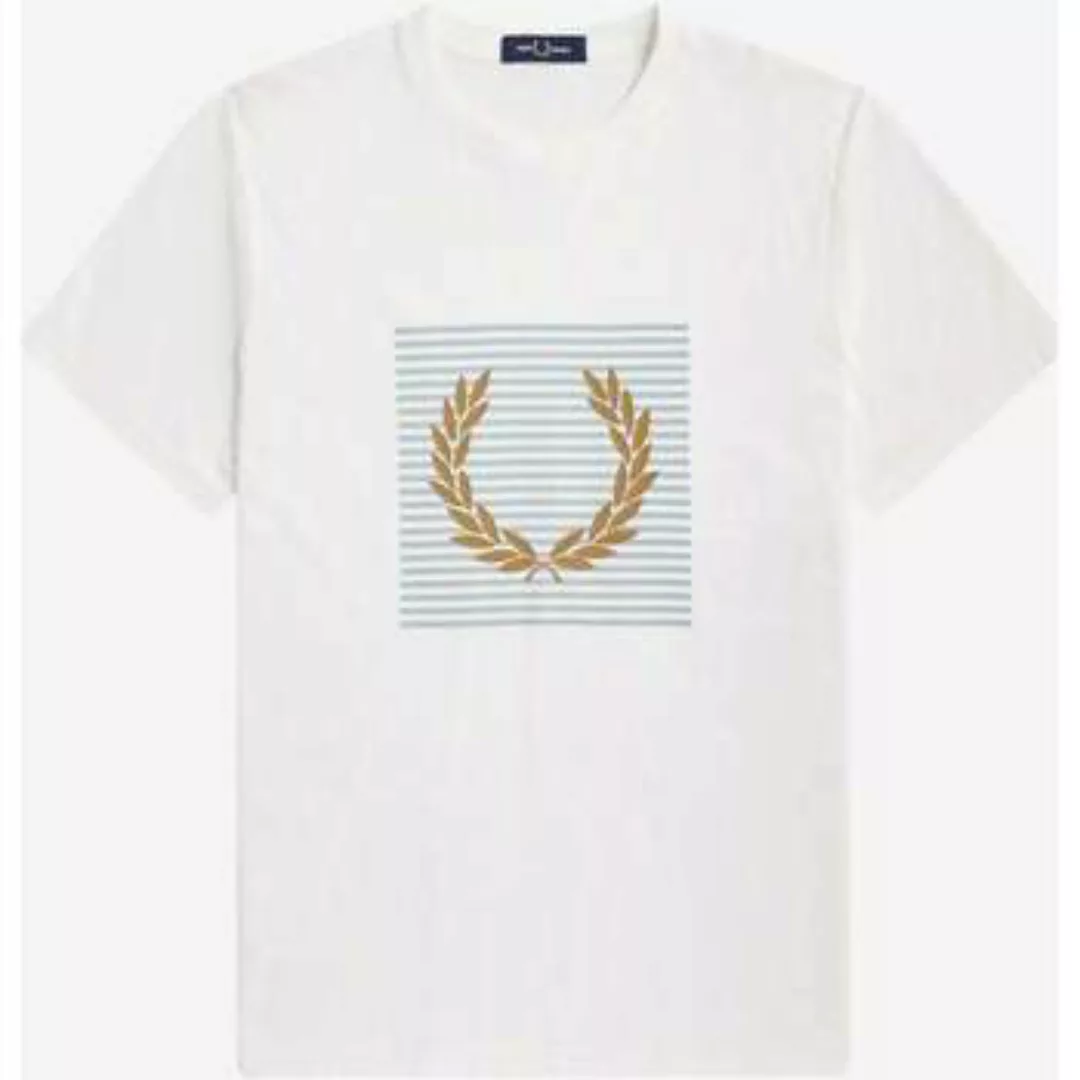 Fred Perry  T-Shirts & Poloshirts Gestreiftes Lorbeerkranz-T-Shirt - Schnee günstig online kaufen