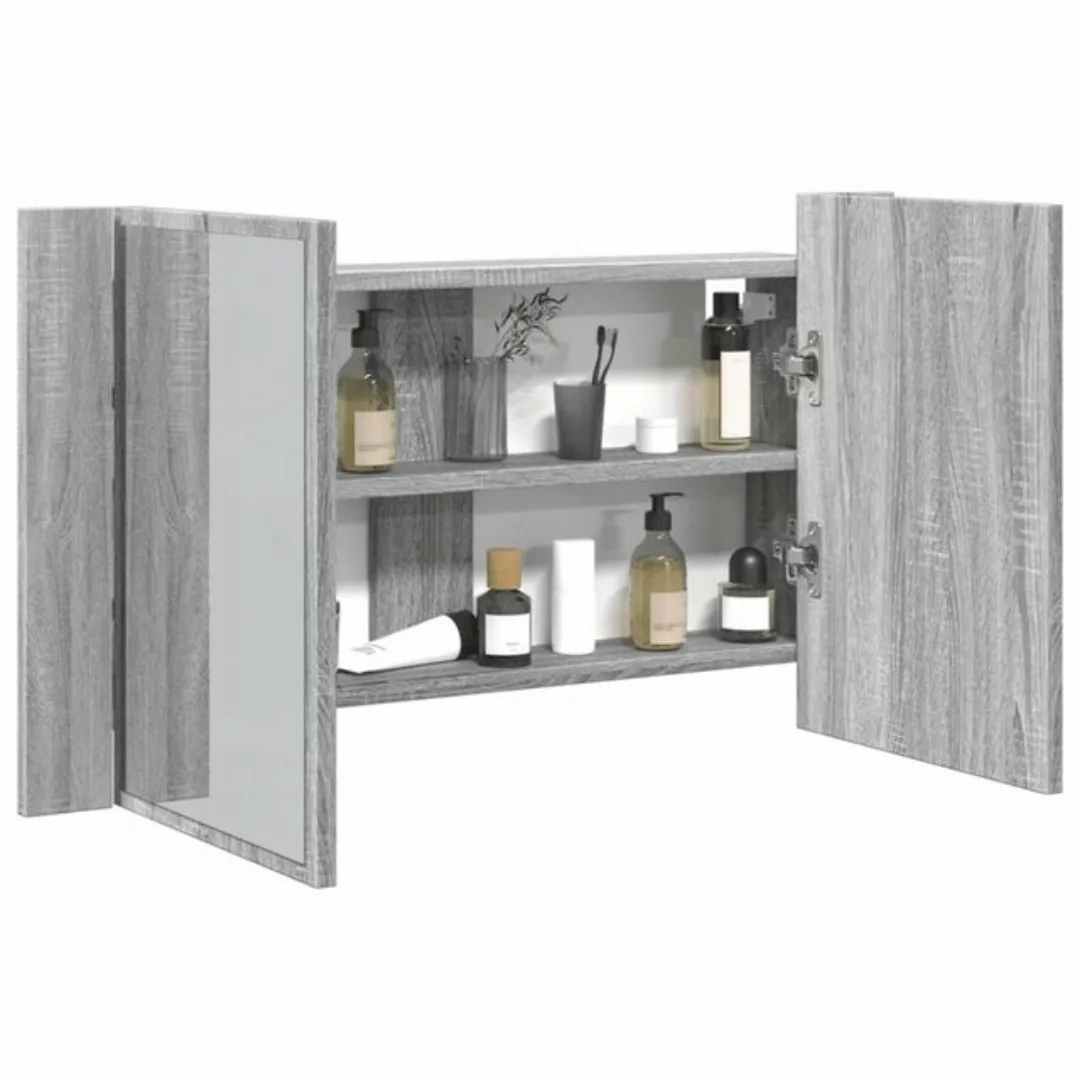 vidaXL Spiegelschrank LED-Spiegelschrank Grau Sonoma 80x12x45 cm Acryl günstig online kaufen