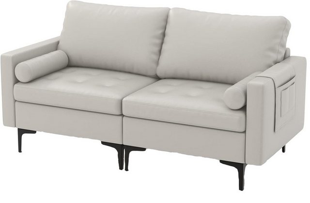 COSTWAY 2-Sitzer, Sofa, 2 tlg, gepolstert, mit Rückenkissen & Lehne,150cm günstig online kaufen