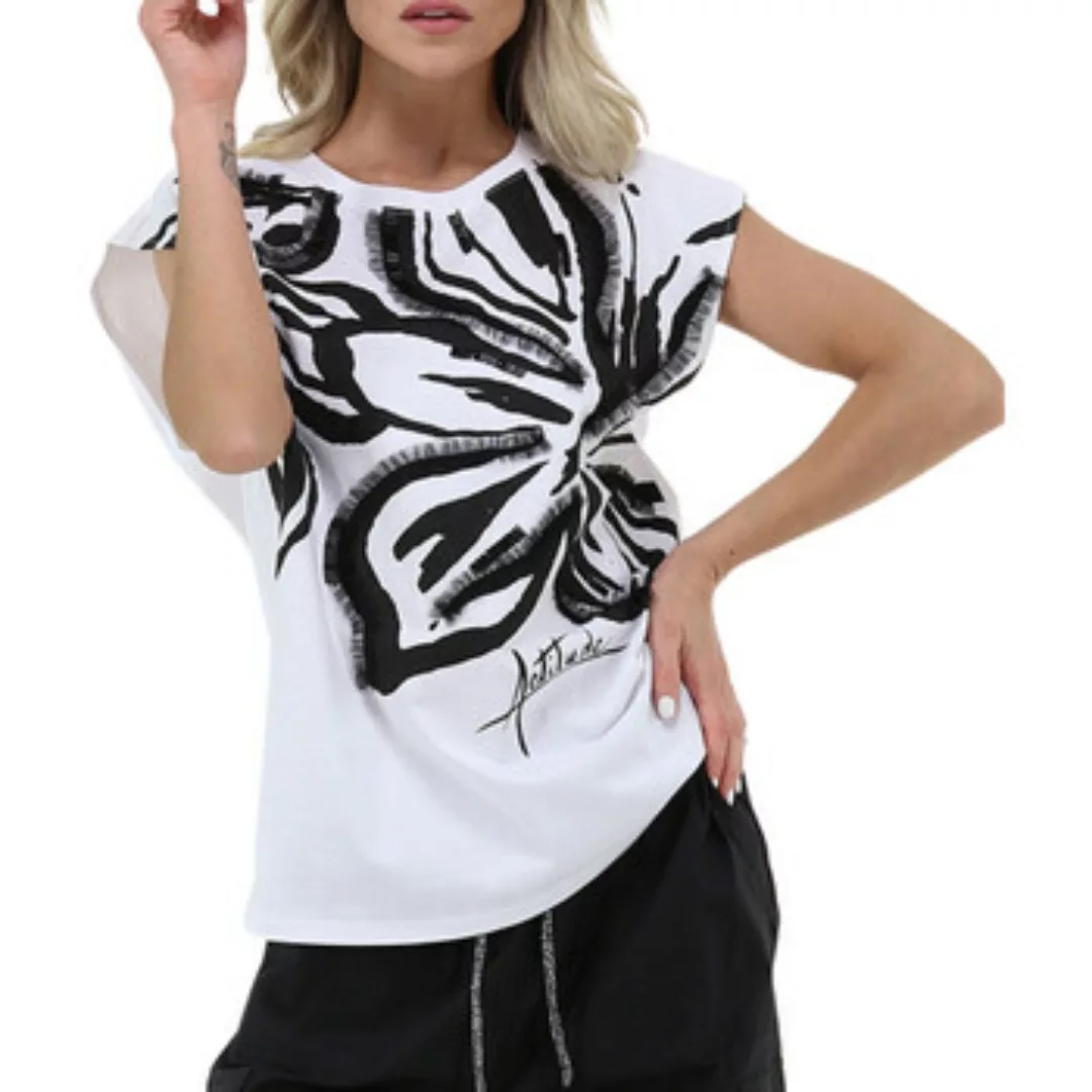 Twin Set  T-Shirts & Poloshirts T-SHIRT CON STAMPA PERLINE E TULLE Art. 241 günstig online kaufen