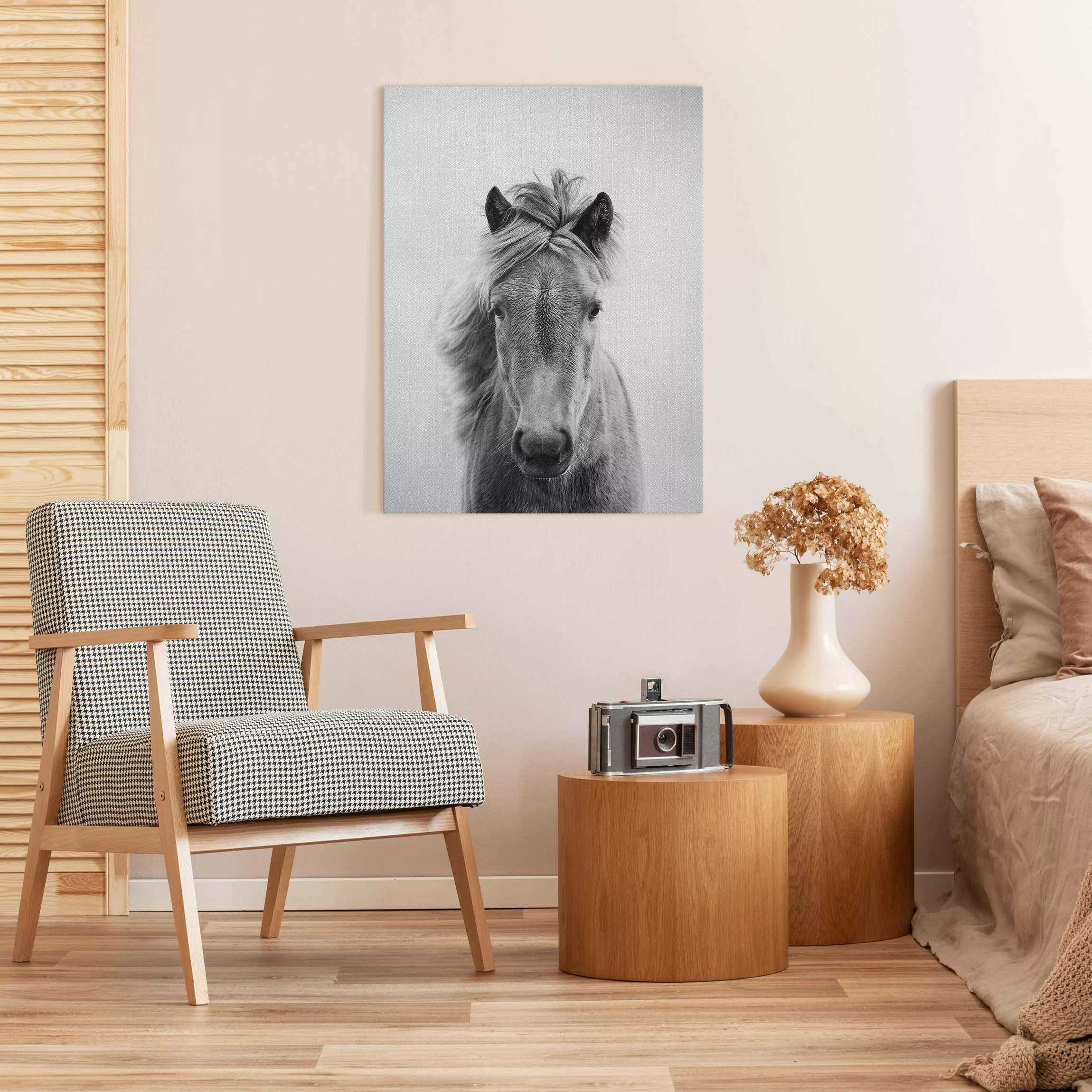 Leinwandbild Pferd Pauline Schwarz Weiß günstig online kaufen