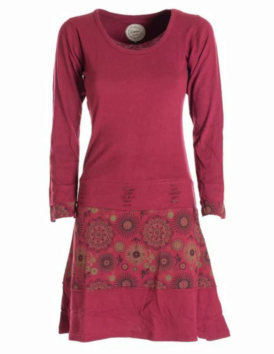 Vishes Midikleid Langarm Keid Mandala Druck Rundhals Ausschnitt Boho Ethno, günstig online kaufen