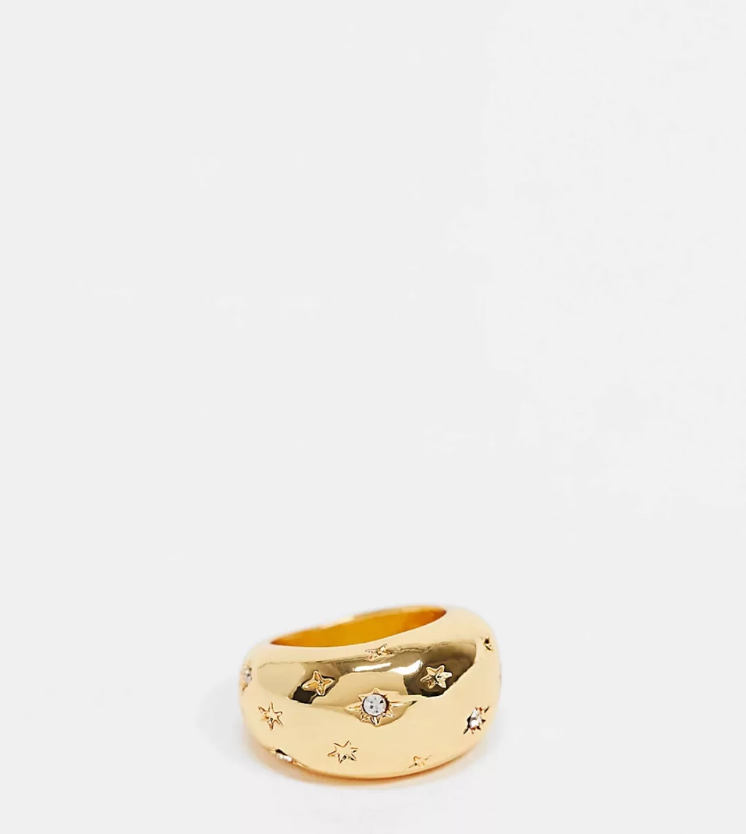 ASOS DESIGN – Ring mit 14-karätiger Vergoldung, rundem Design und Himmelskö günstig online kaufen