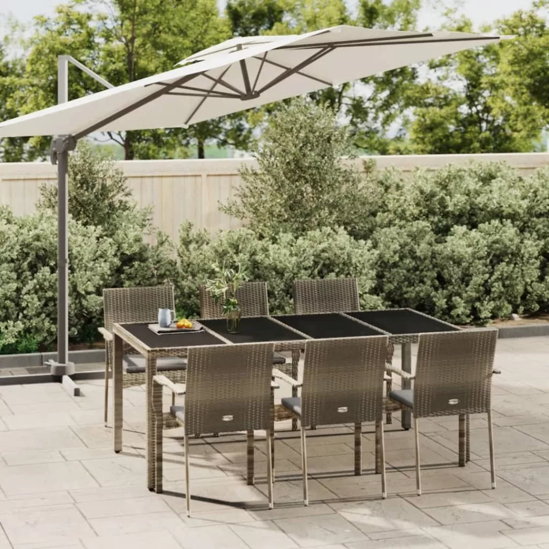 Vidaxl 7-tlg. Garten-essgruppe Mit Kissen Grau Poly Rattan günstig online kaufen