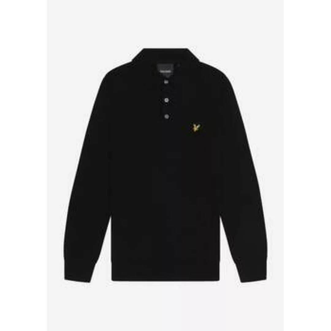 Lyle & Scott  Pullover Cotton merino long sleeve knitted polo - jet black günstig online kaufen