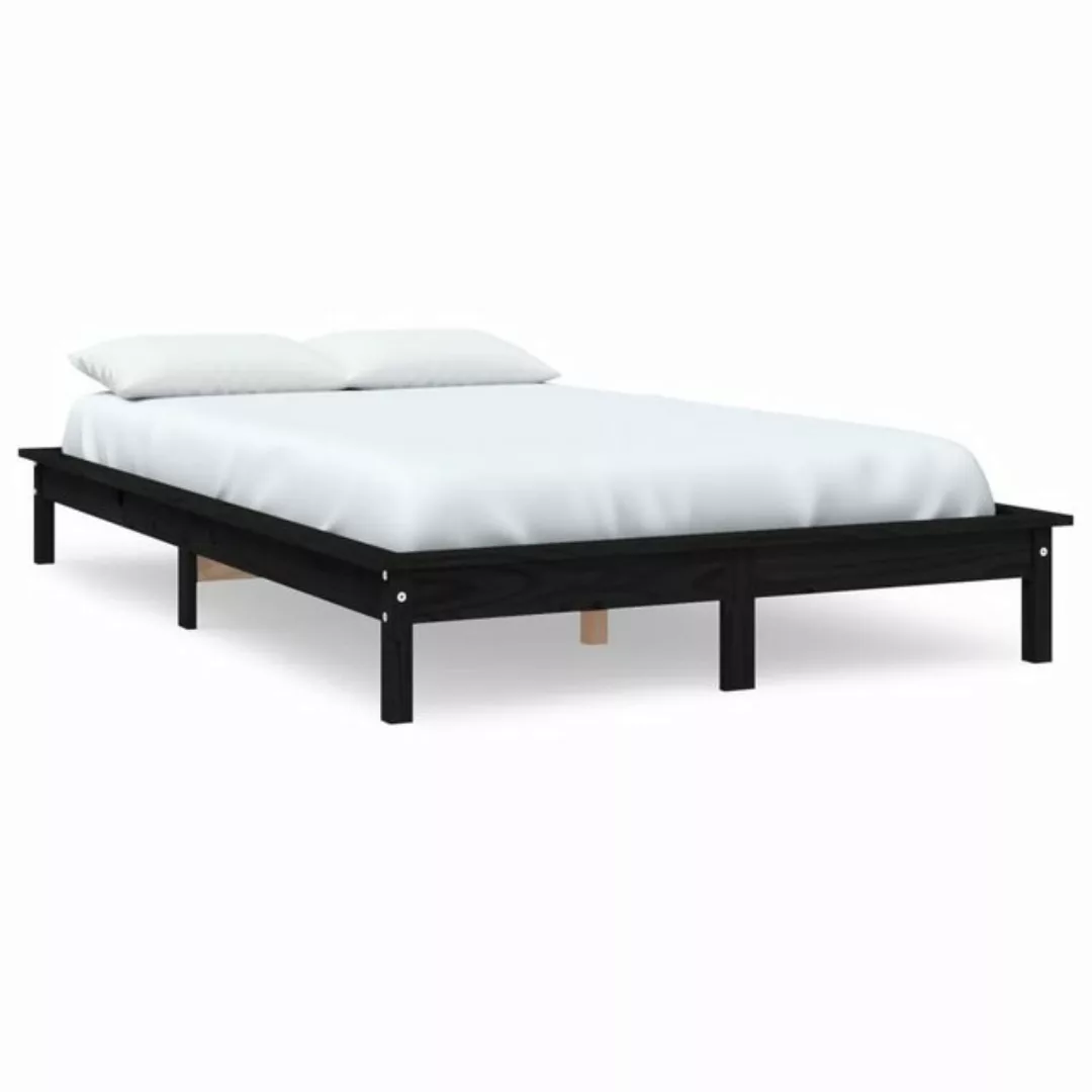 furnicato Bett Massivholzbett Schwarz 140x190 cm Kiefer günstig online kaufen