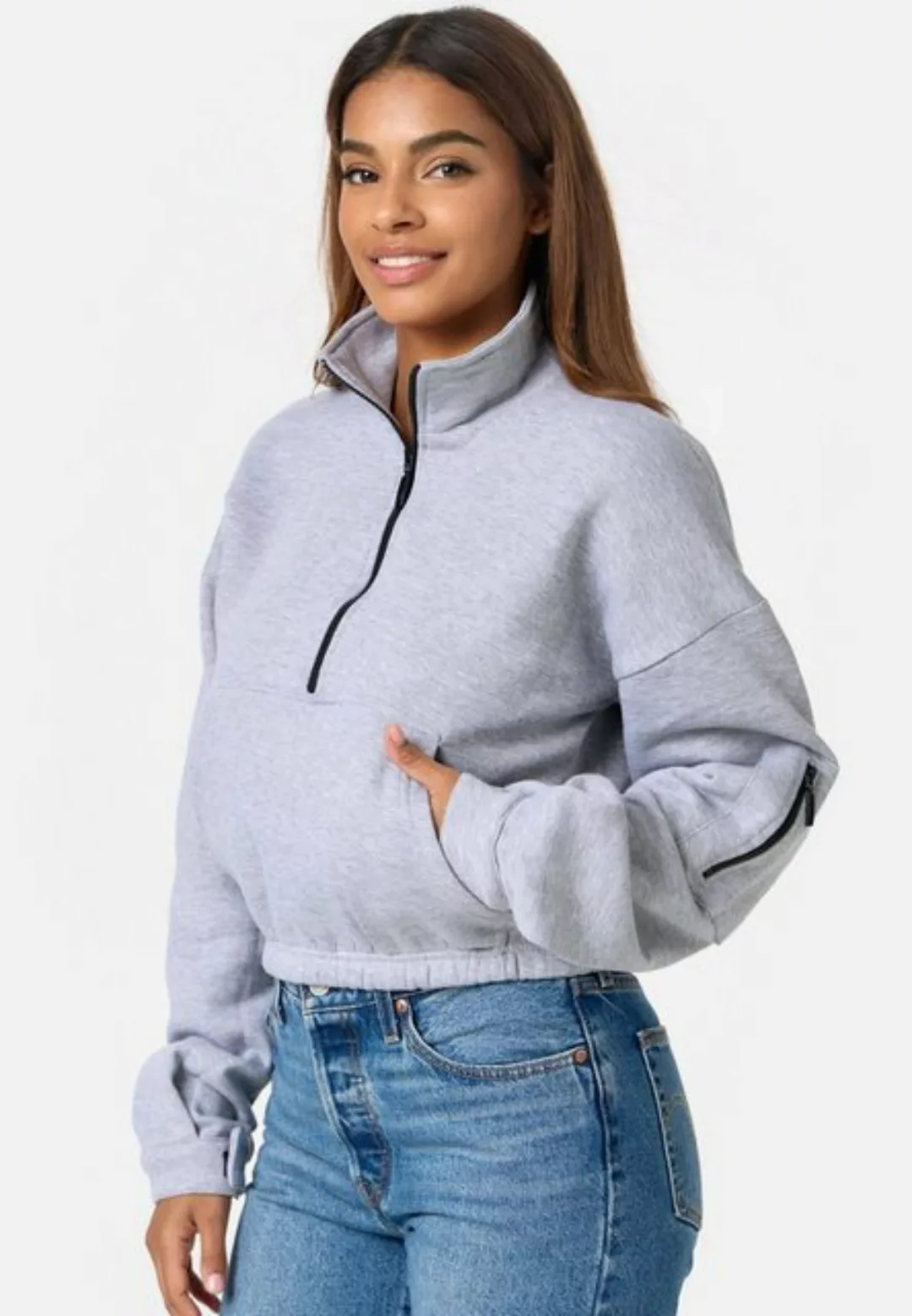 Worldclassca Sweatshirt Worldclassca Oversized Basic Sweatshirt Zipper Lang günstig online kaufen