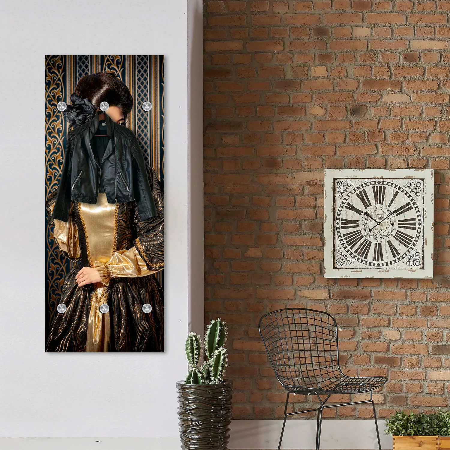 queence Garderobenleiste "Muster marmoriert", mit 6 Haken, 50 x 120 cm günstig online kaufen
