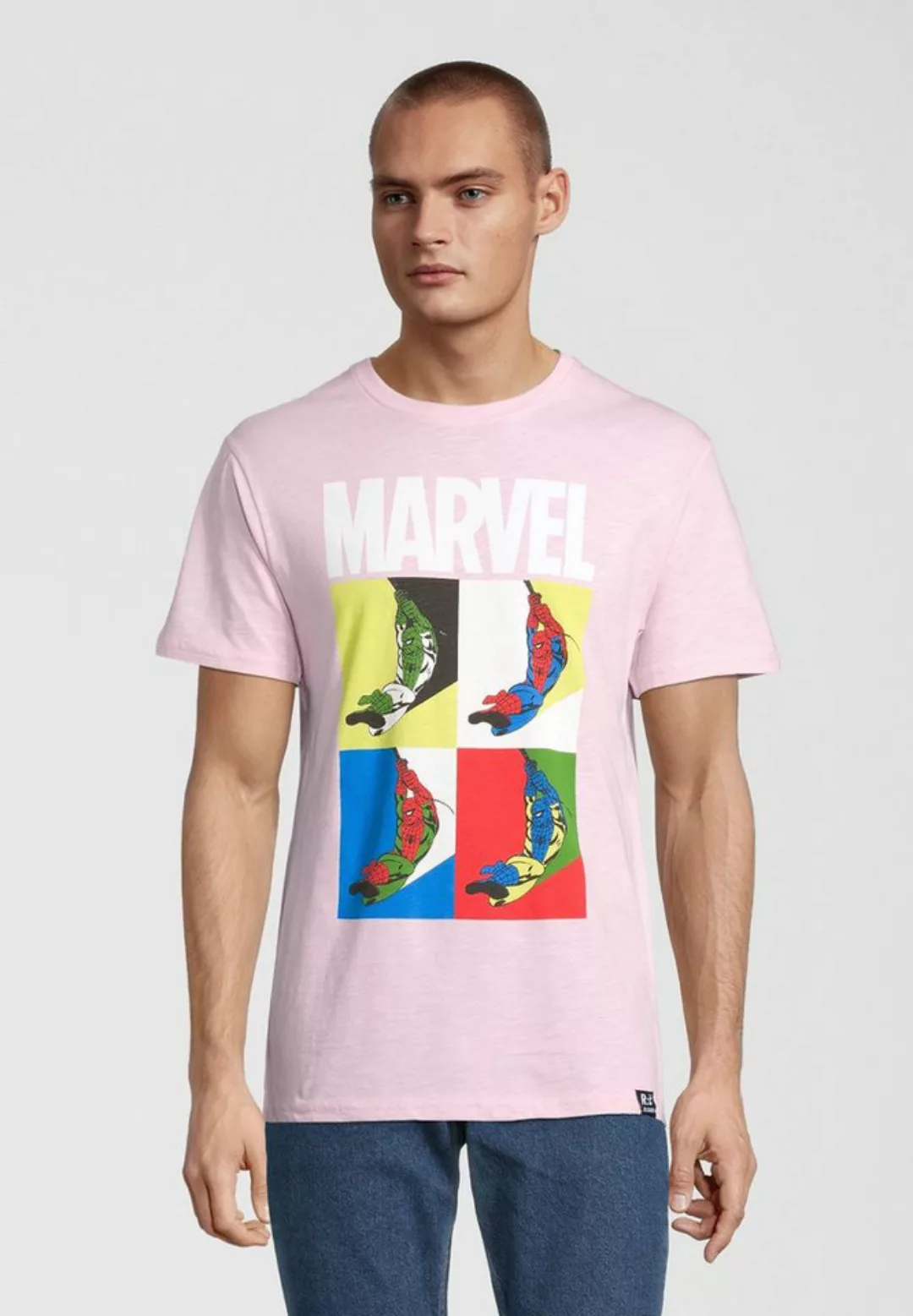 Recovered T-Shirt Marvel Spider-Man Pop Art Pink GOTS zertifizierte Bio-Bau günstig online kaufen