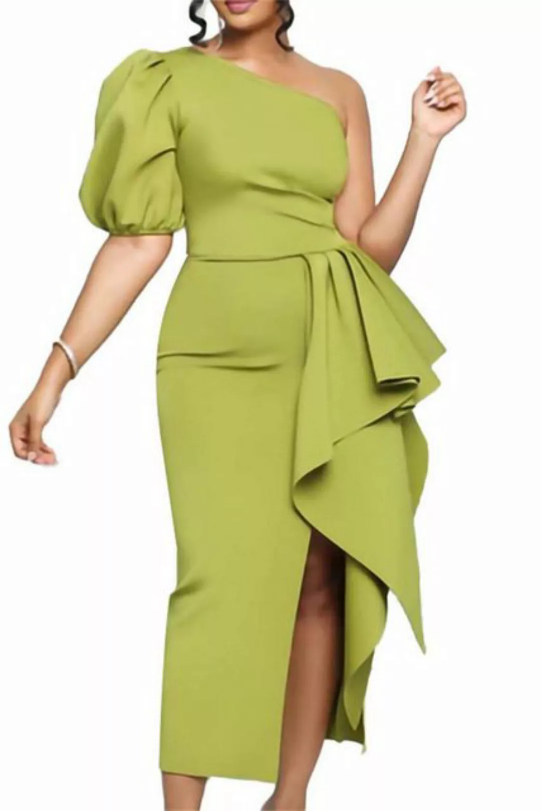 ZWY Dirndl Damen-Partykleid mit schrägem Ausschnitt und Schlitz Kleid Elega günstig online kaufen