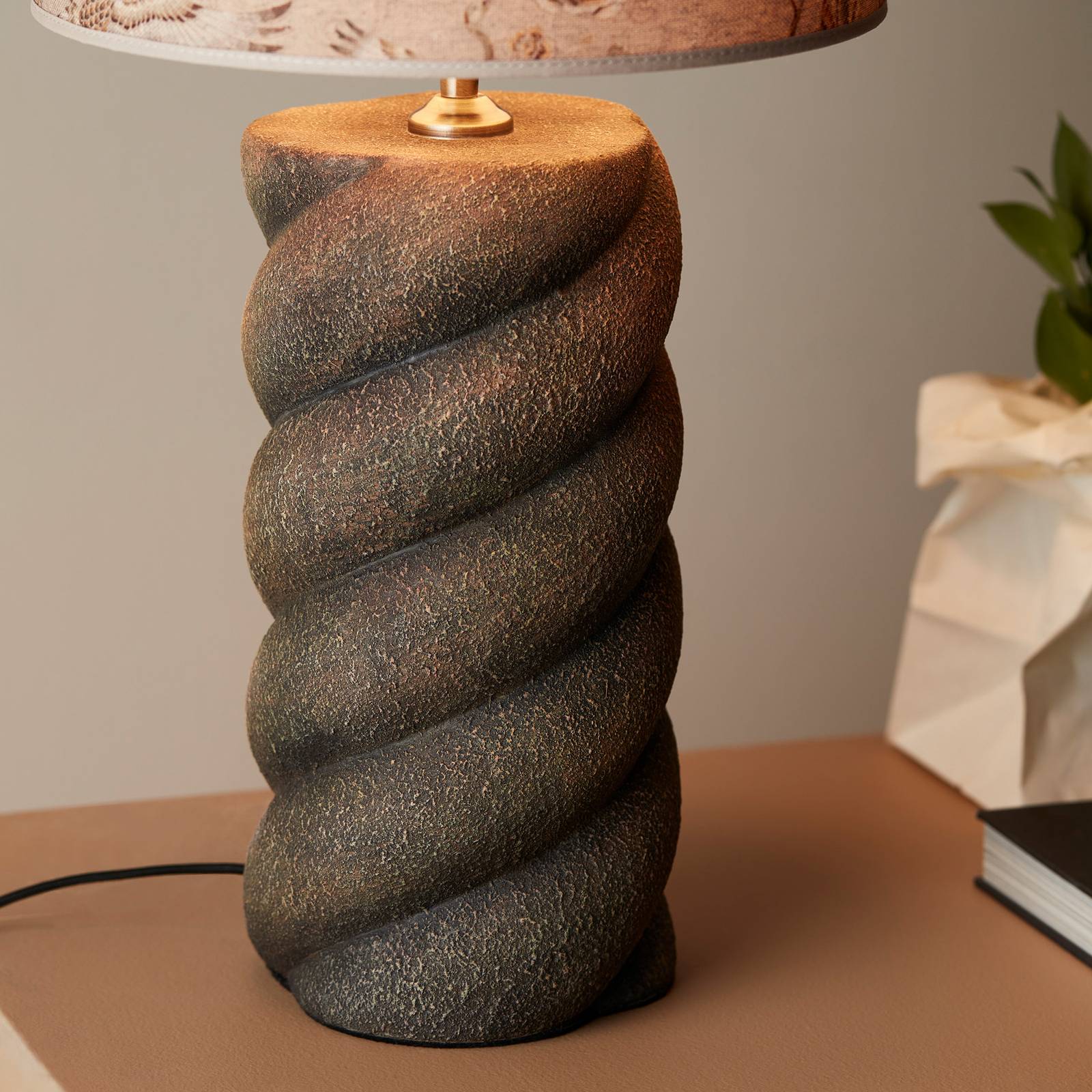 Tischlampenfuß Spin Keramik braun Höhe 41cm günstig online kaufen