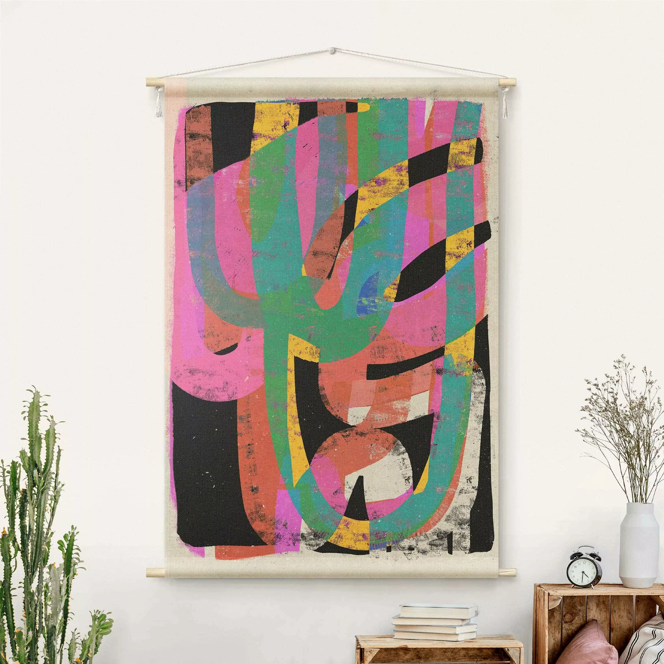 Wandteppich Farbenfrohe Formen günstig online kaufen
