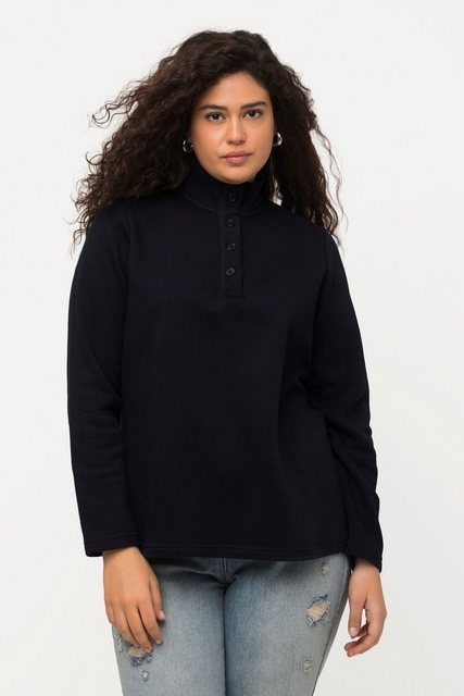 Ulla Popken Sweatshirt Sweatshirt Strick-Stehkragen Knöpfe Langarm günstig online kaufen