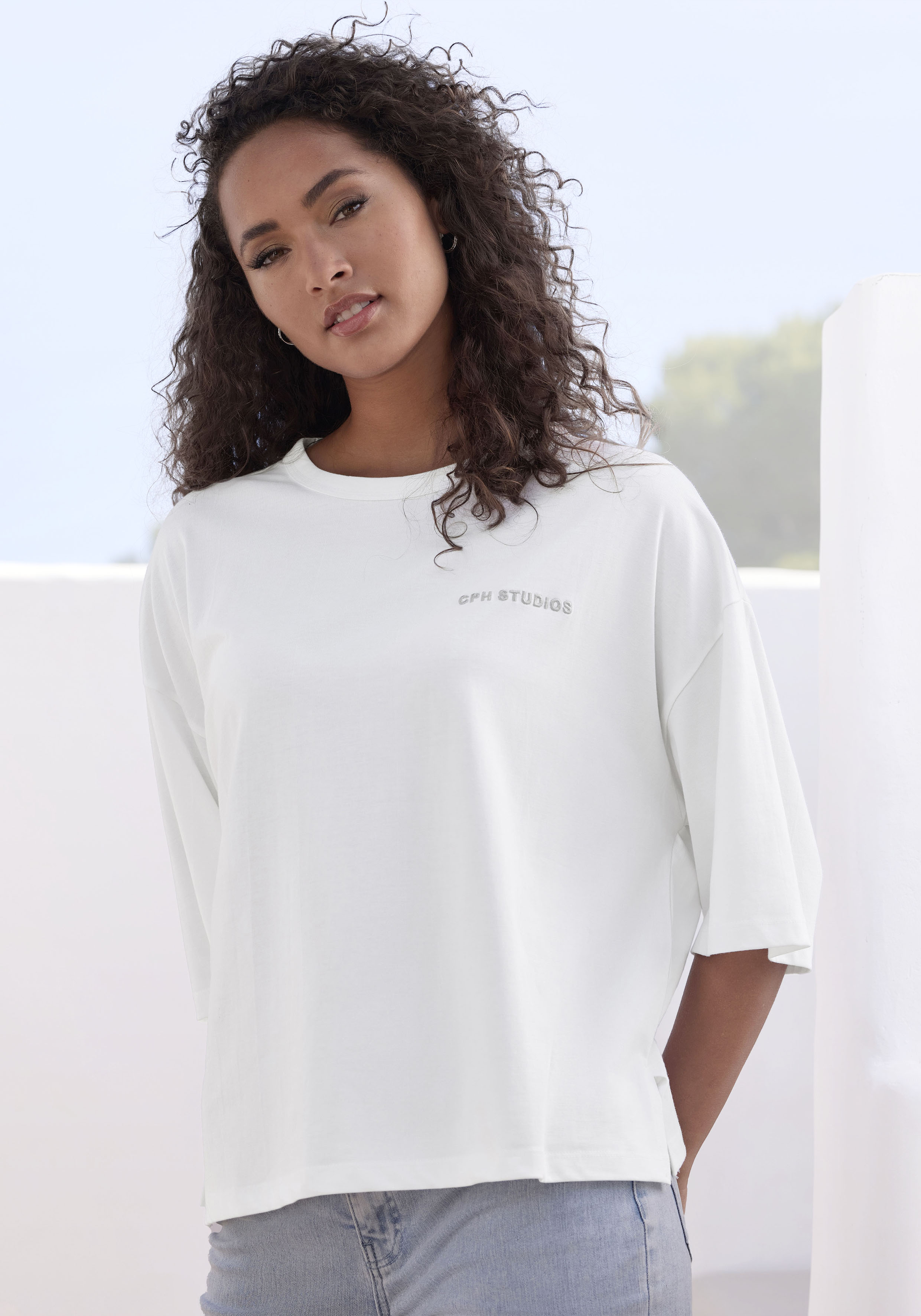 Copenhagen Studios Oversize-Shirt "mit hochwertiger Logostickerei", aus hea günstig online kaufen