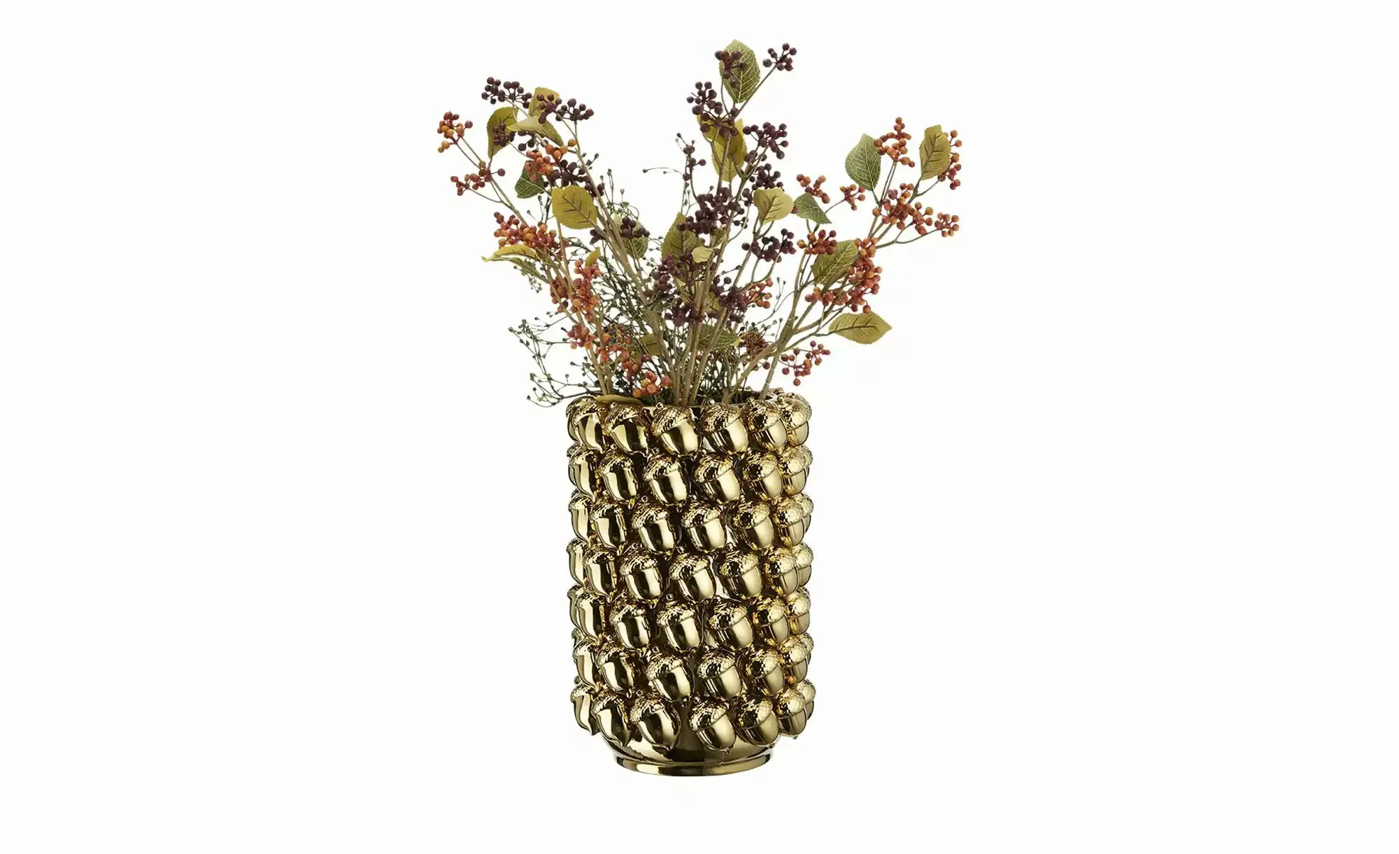 HOME STORY Vase 3D Eicheln ¦ gold ¦ Dolomite ¦ Maße (cm): H: 37  Ø: 24.5 We günstig online kaufen