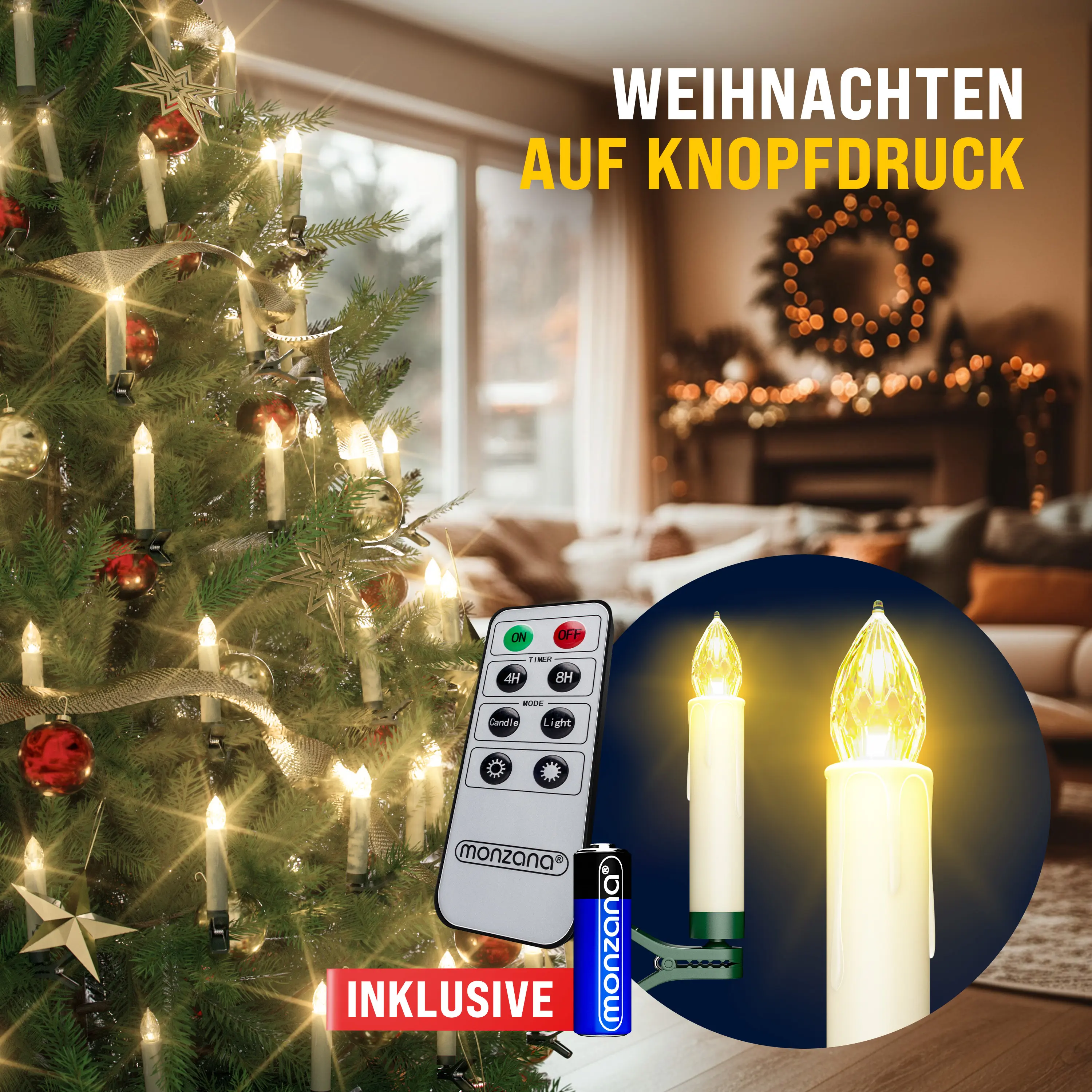 LED Weihnachtsbaumkerzen 20er-Set Warmweiß mit Batterien günstig online kaufen