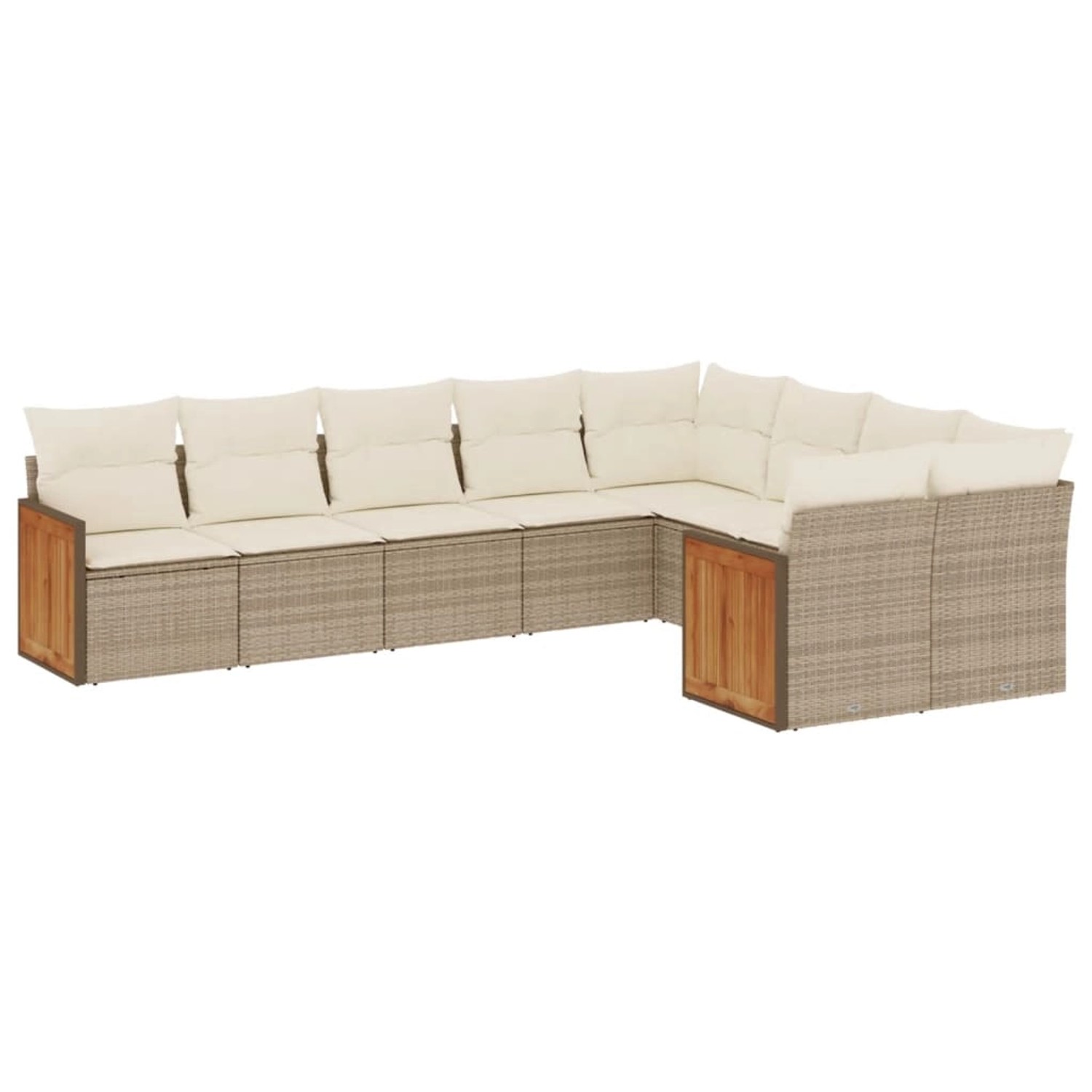 vidaXL 9-Tlg Garten-Sofagarnitur mit Kissen Beige Poly Rattan 3227983 günstig online kaufen