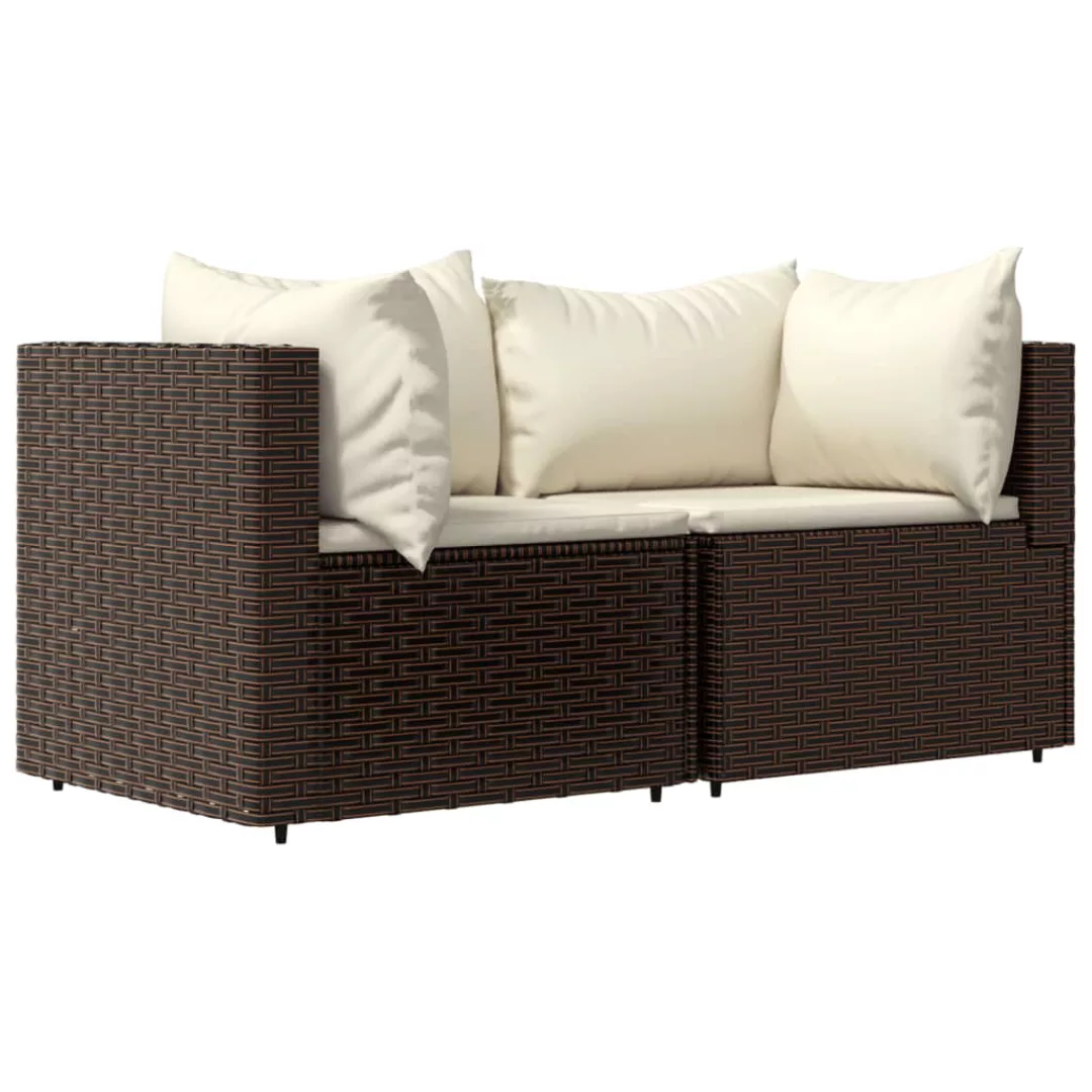 Vidaxl Garten-ecksofas Mit Kissen 2 Stk. Braun Poly Rattan günstig online kaufen