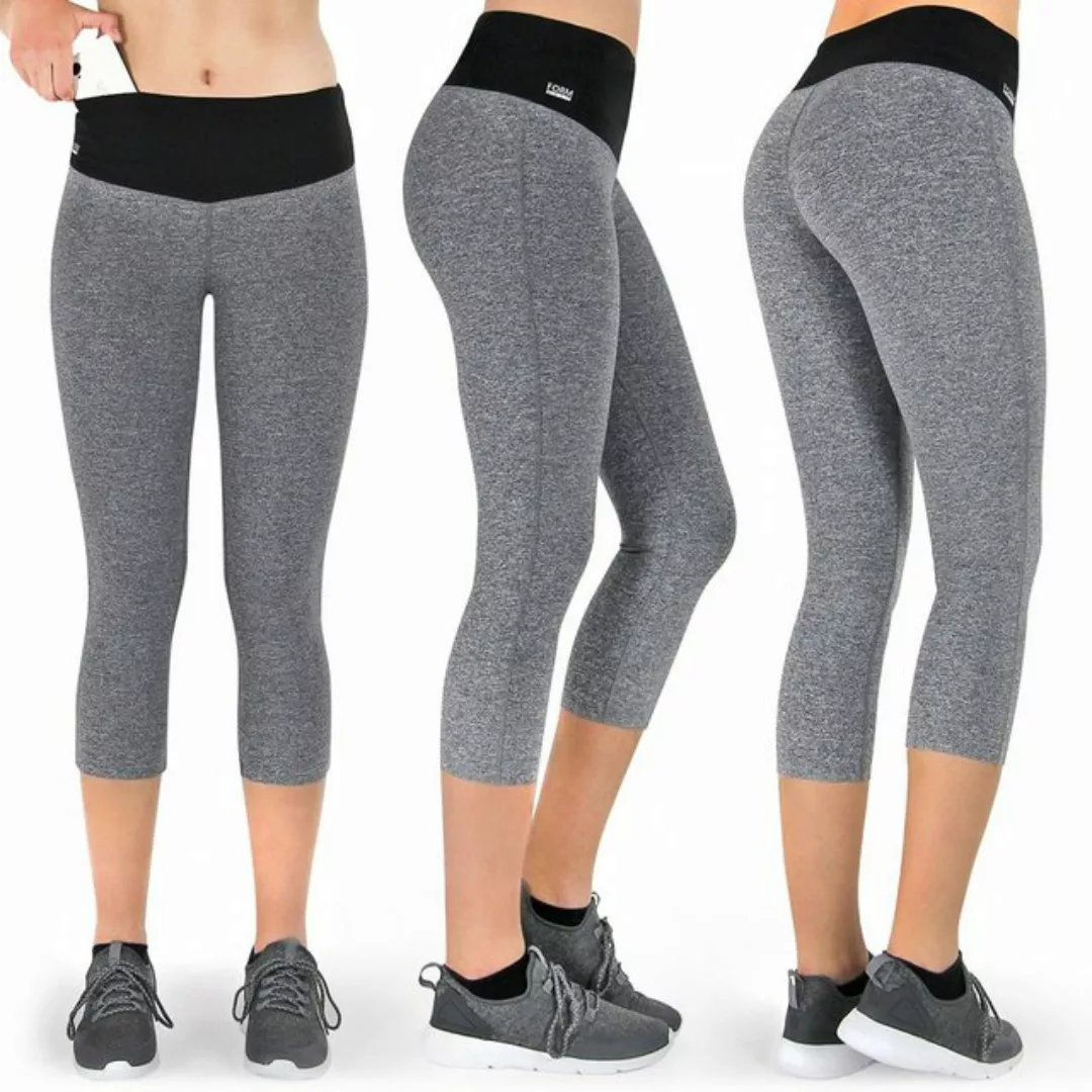 Formbelt Laufhose Damen 3/4 kurz capri leggings mit Handytasche und hohem B günstig online kaufen