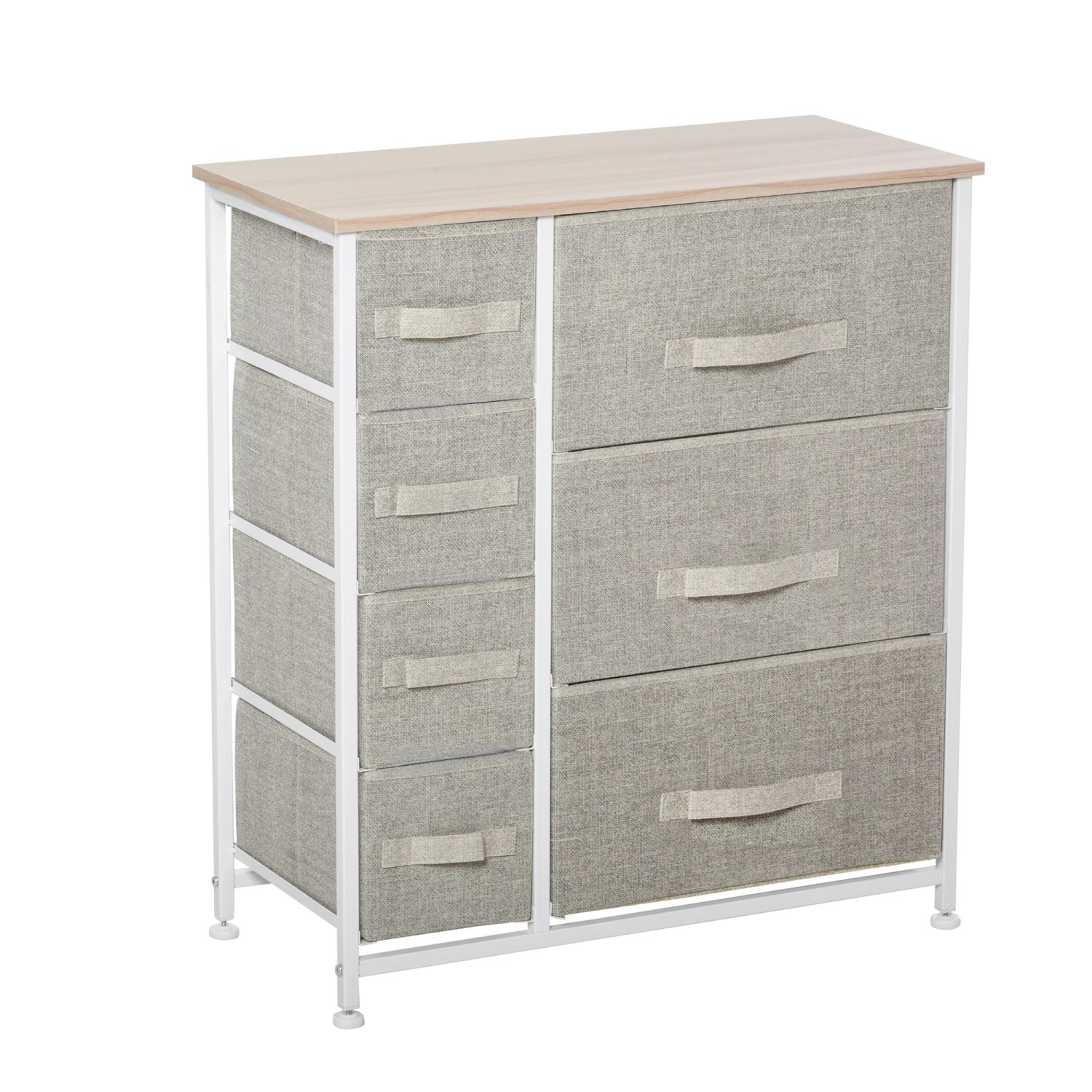 HOMCOM Schubladenschrank mit 7 Stoffschubladen Holz Hellgrau 63,5 x 30 x 71 günstig online kaufen