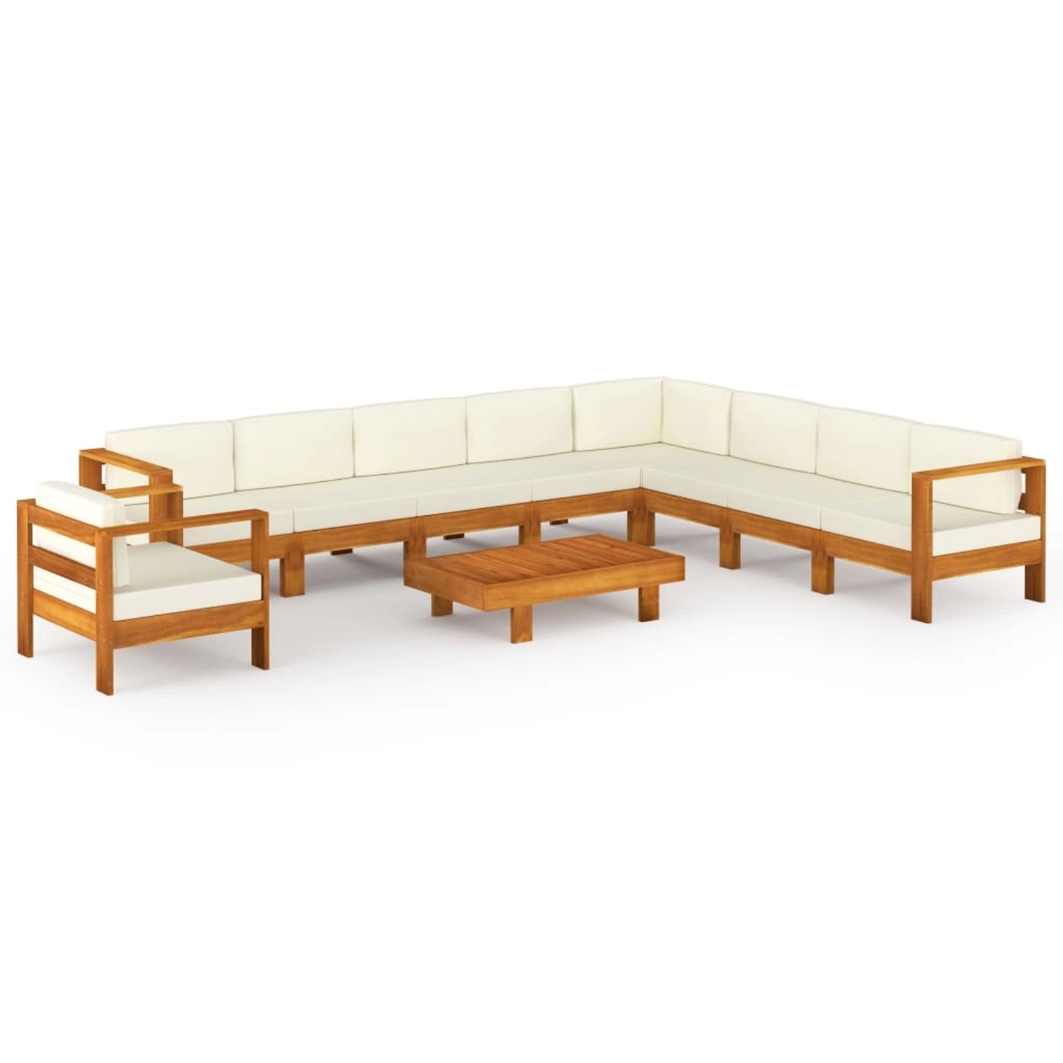 10-tlg. Garten-lounge-set Mit Creme Auflagen Massivholz Akazie günstig online kaufen