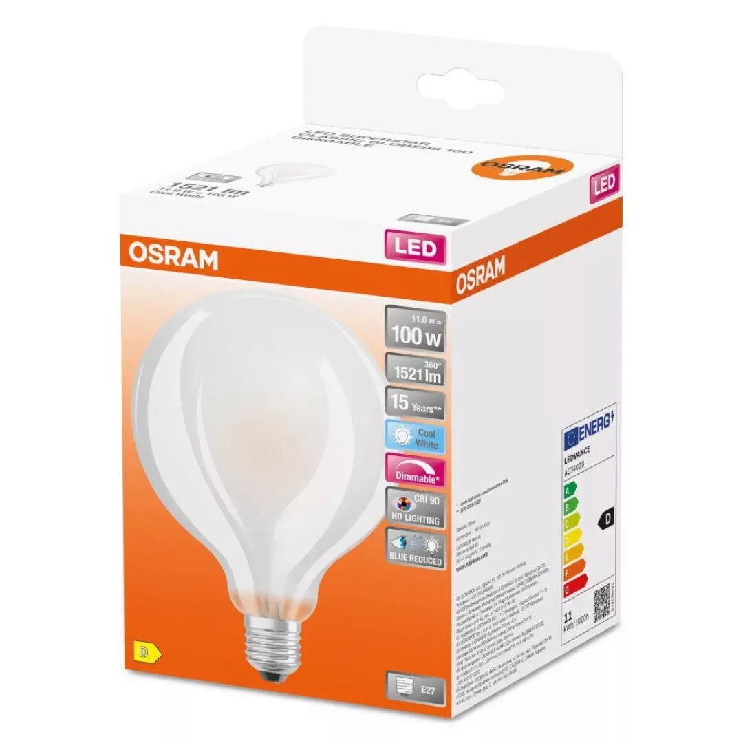 Osram LED Lampe ersetzt 100W E27 Globe - G95 in Weiß 11W 1521lm 4000K dimmb günstig online kaufen