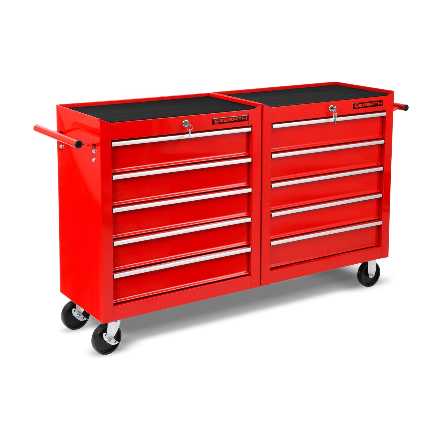 EBERTH Werkstattwagen 10 Schubladen aus Metall mit Doppelwand Rot Pulverbes günstig online kaufen