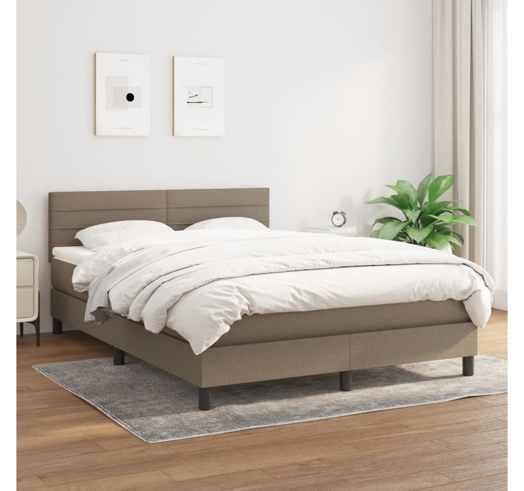 vidaXL Boxspringbett Boxspringbett mit Matratze Taupe 140x200 cm Stoff Bett günstig online kaufen