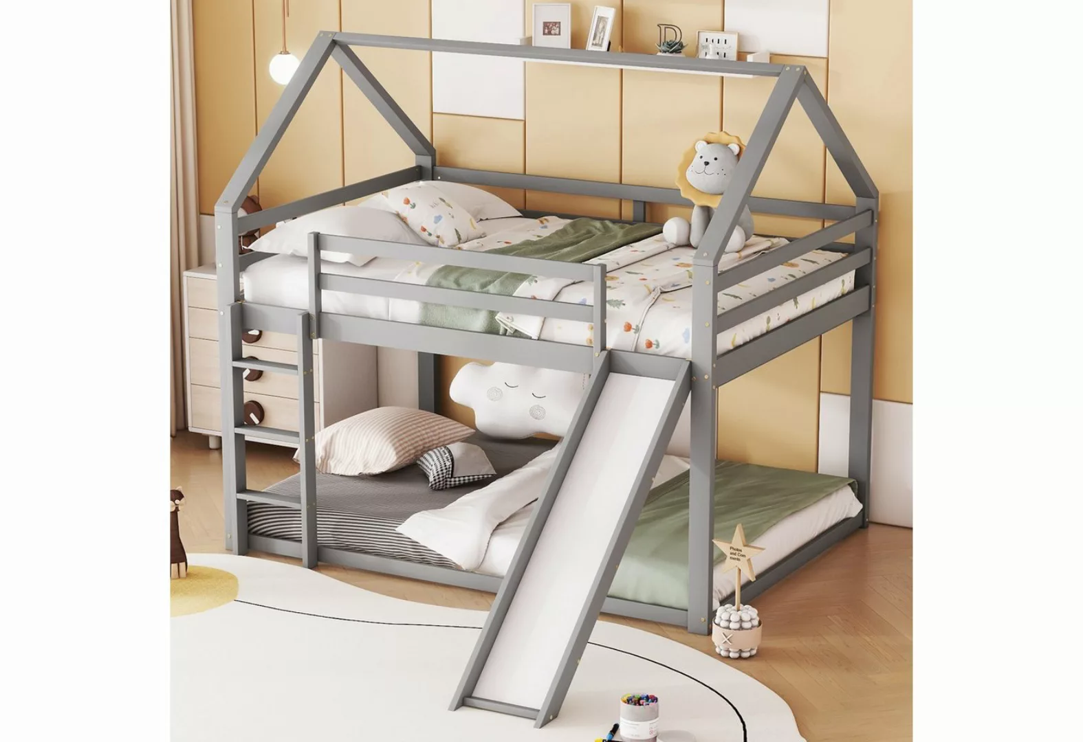 KoDise Etagenbett Kinderbett Hochbett Stockbett Hausbett mit Rutsche und Le günstig online kaufen