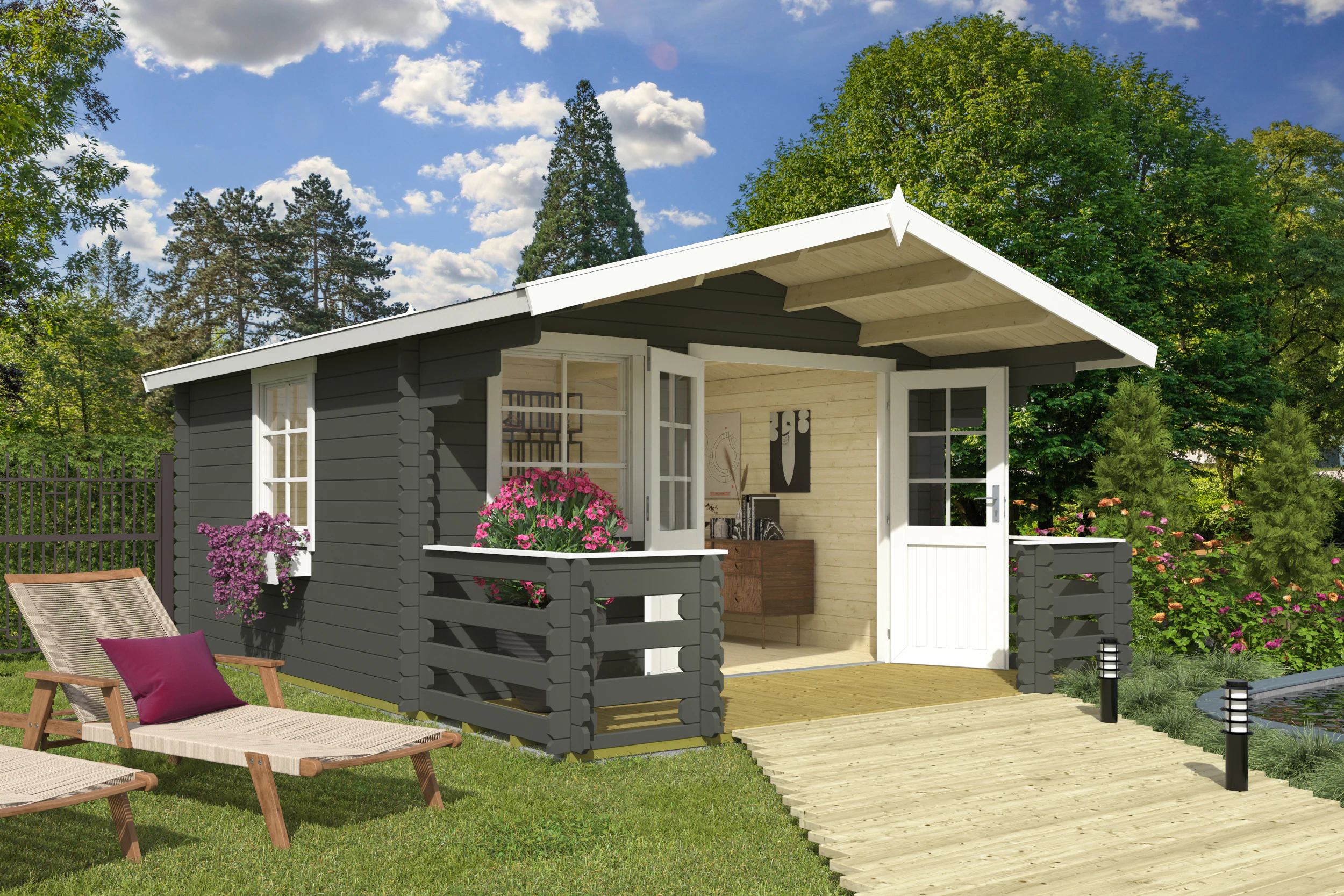 Nordic Holz Gartenhaus "Luna 2", (Terrasse inkl. Rand) günstig online kaufen