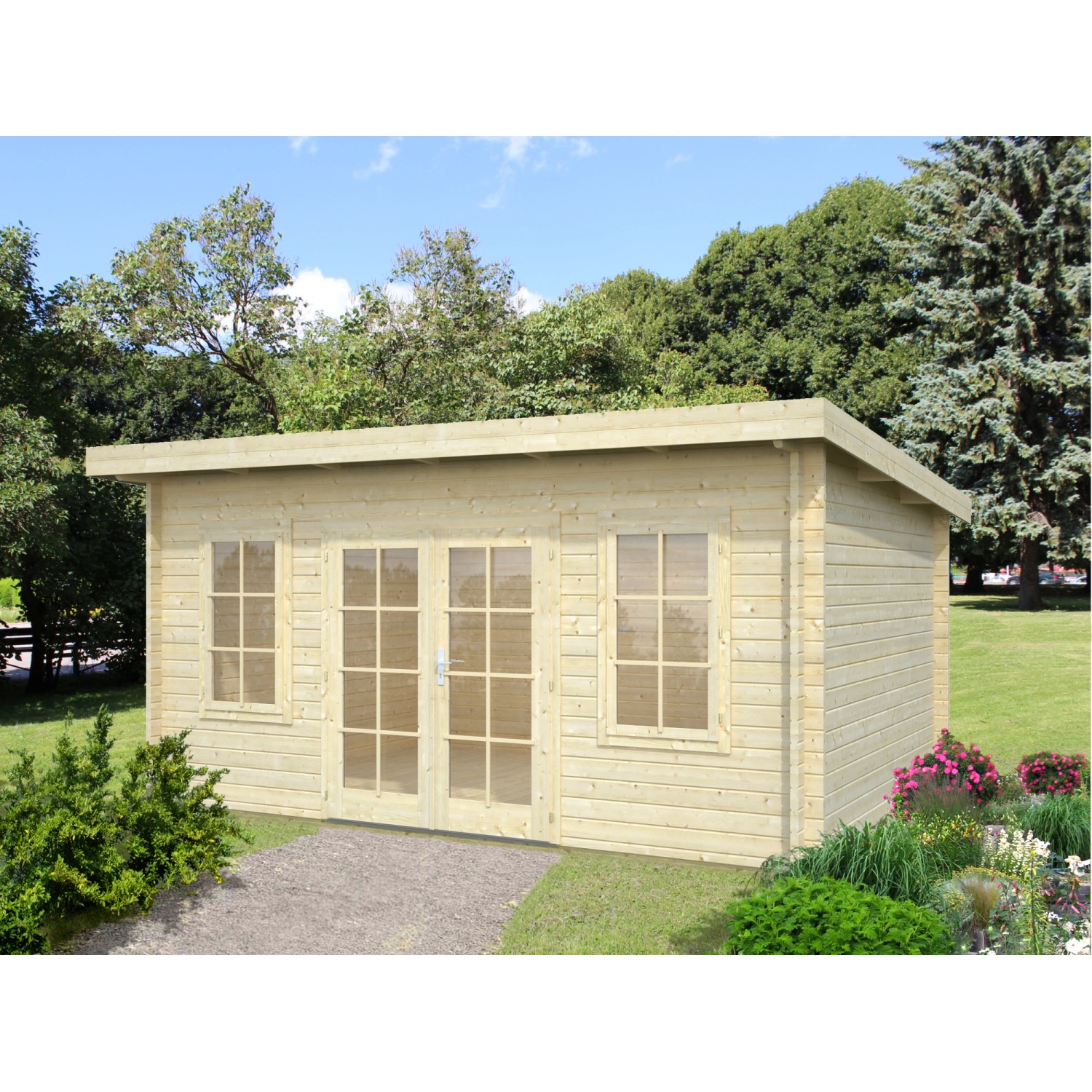 Palmako Gartenhaus Lisa 450 x 330 cm Lackiert Hellgrau-Anthrazit FSC® günstig online kaufen