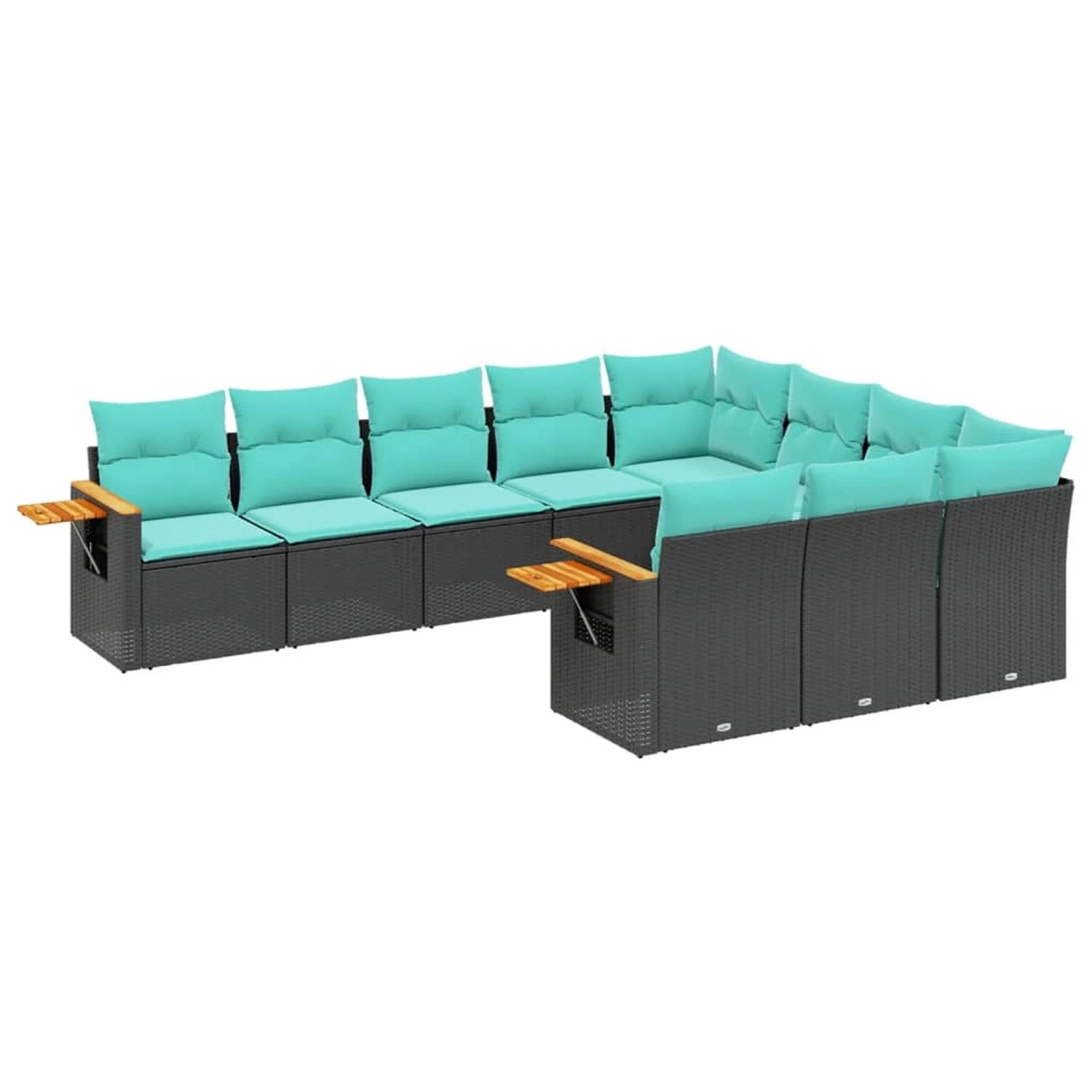 vidaXL 10-Tlg Garten-Sofagarnitur mit Kissen Schwarz Poly Rattan 3227177 günstig online kaufen