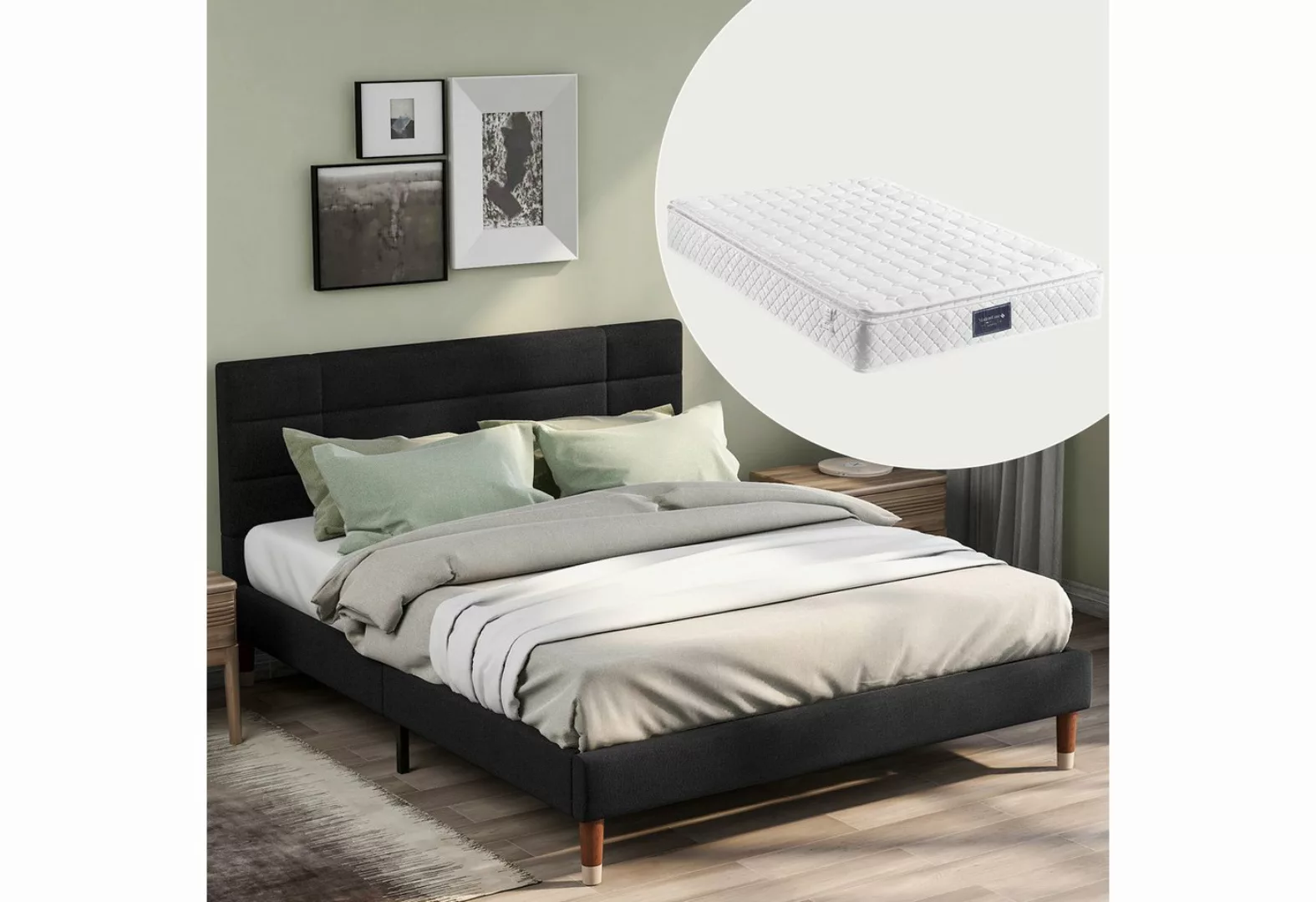 KLAM HOME Polsterbett Doppelbett Einzelbett Continentalbett mit 8 cm dickes günstig online kaufen