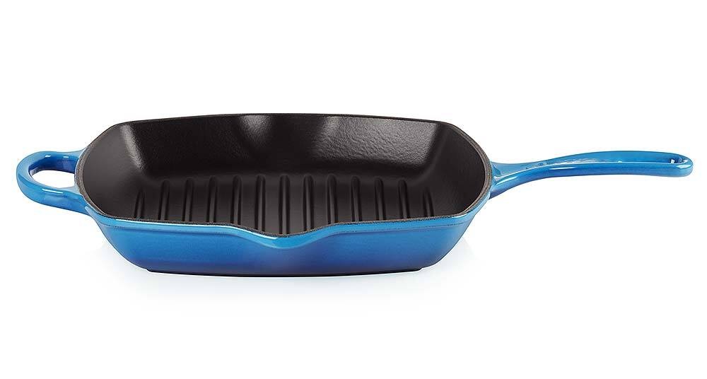 Le Creuset Grillpfanne Quadrat Signature Gusseisen Azure Blau 26cm günstig online kaufen