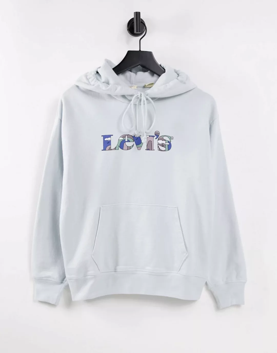 Levi's – Kapuzenpullover in Blassblau mit Logografik günstig online kaufen