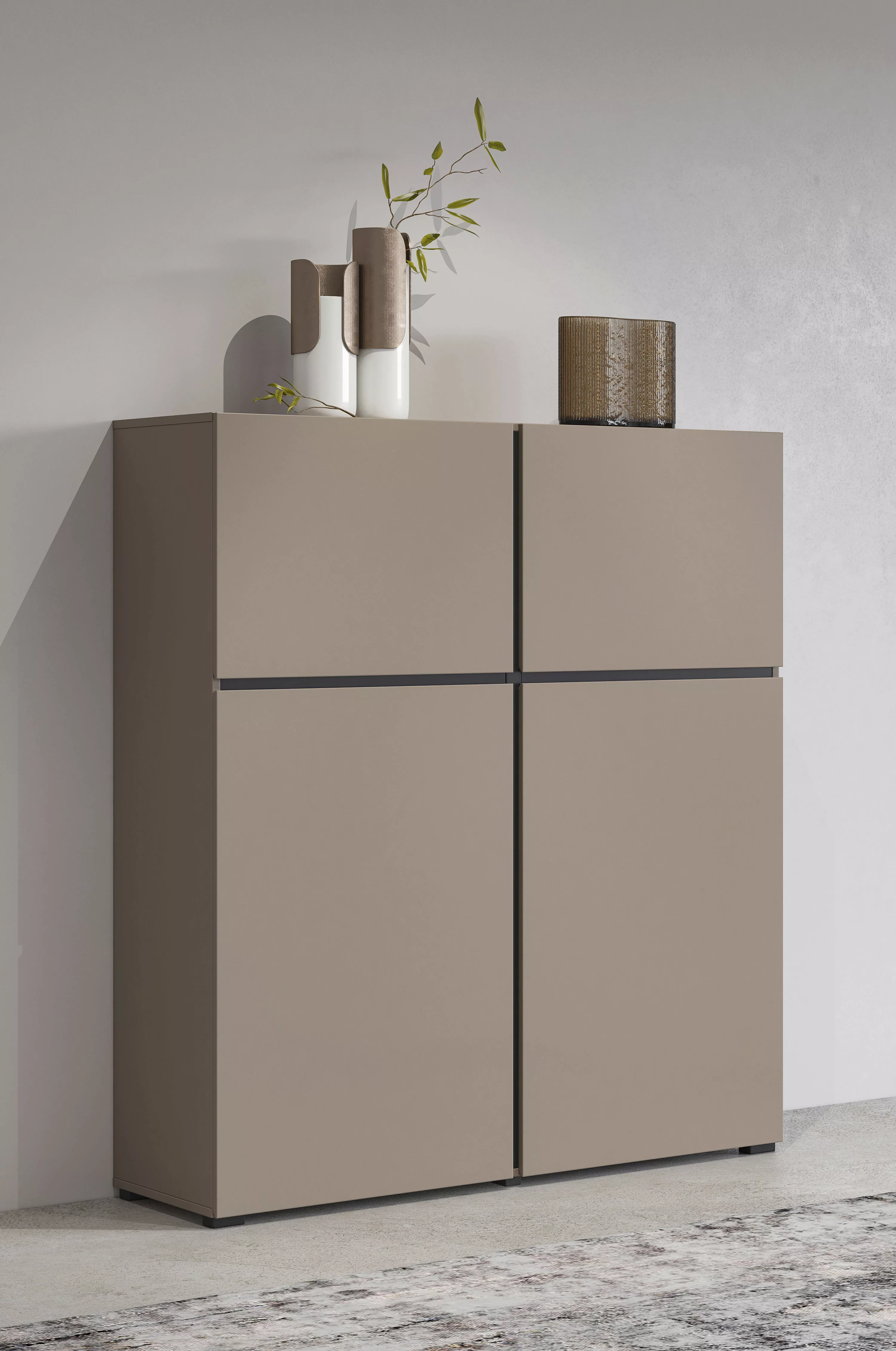 INOSIGN Highboard "Cross, moderne grifflose Hochkommode mit 4 Türen,Türkomm günstig online kaufen