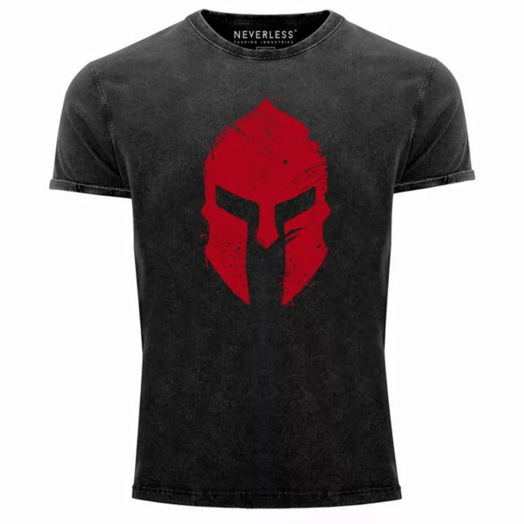 Neverless Print-Shirt Herren Vintage Shirt Print Sparta-Helm Aufdruck Gladi günstig online kaufen