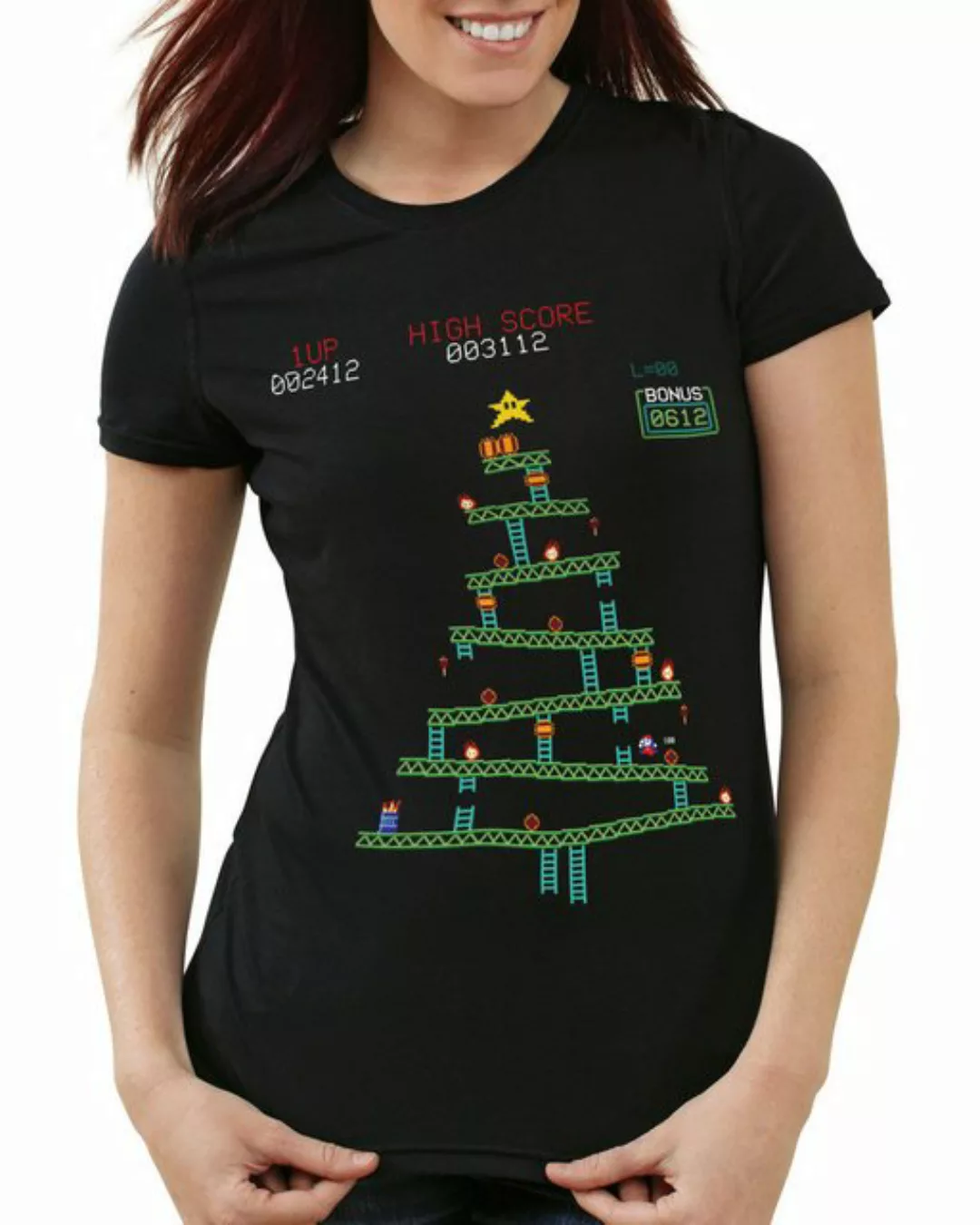 style3 T-Shirt Kong Weihnachten xmas weihnachtsbaum donkey gamer nintendo günstig online kaufen