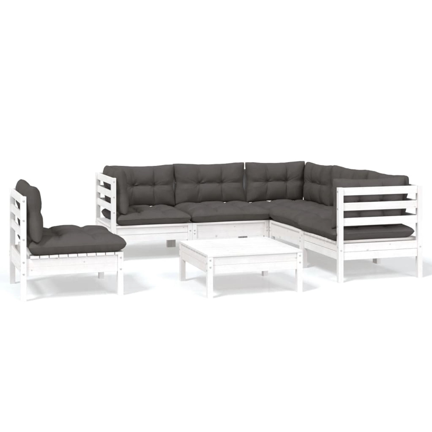 vidaXL 6-tlg Garten-Lounge-Set mit Kissen Weiß Kiefernholz Modell 6 günstig online kaufen