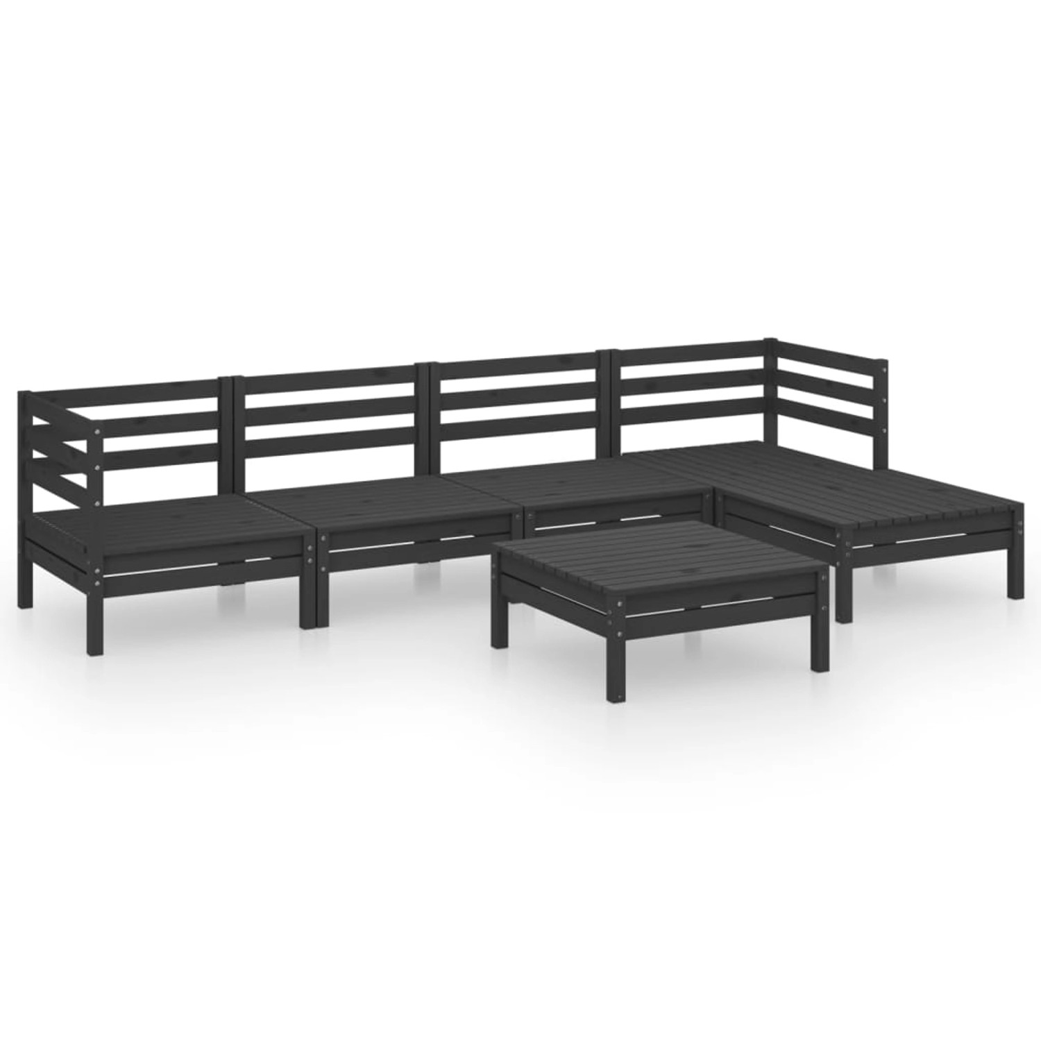 6-tlg. Garten-lounge-set Massivholz Kiefer Schwarz günstig online kaufen