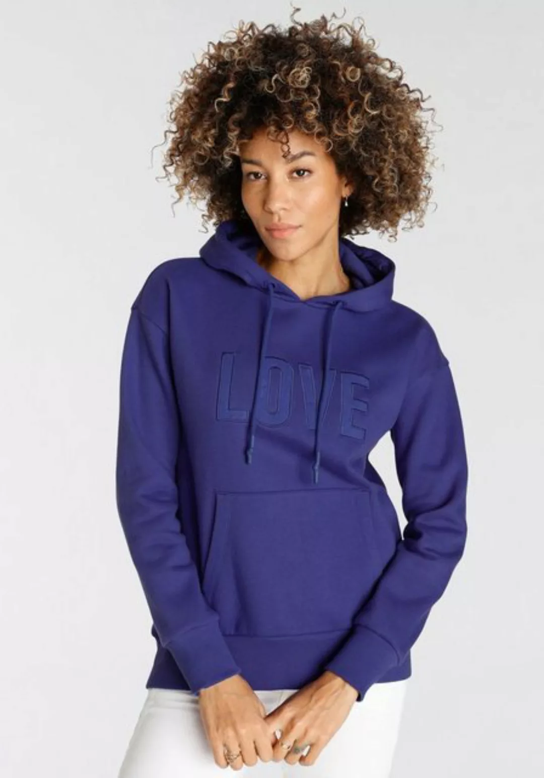 Boysen's Kapuzensweatshirt mit Spitzen-Applikation & auffälligen Kordelende günstig online kaufen