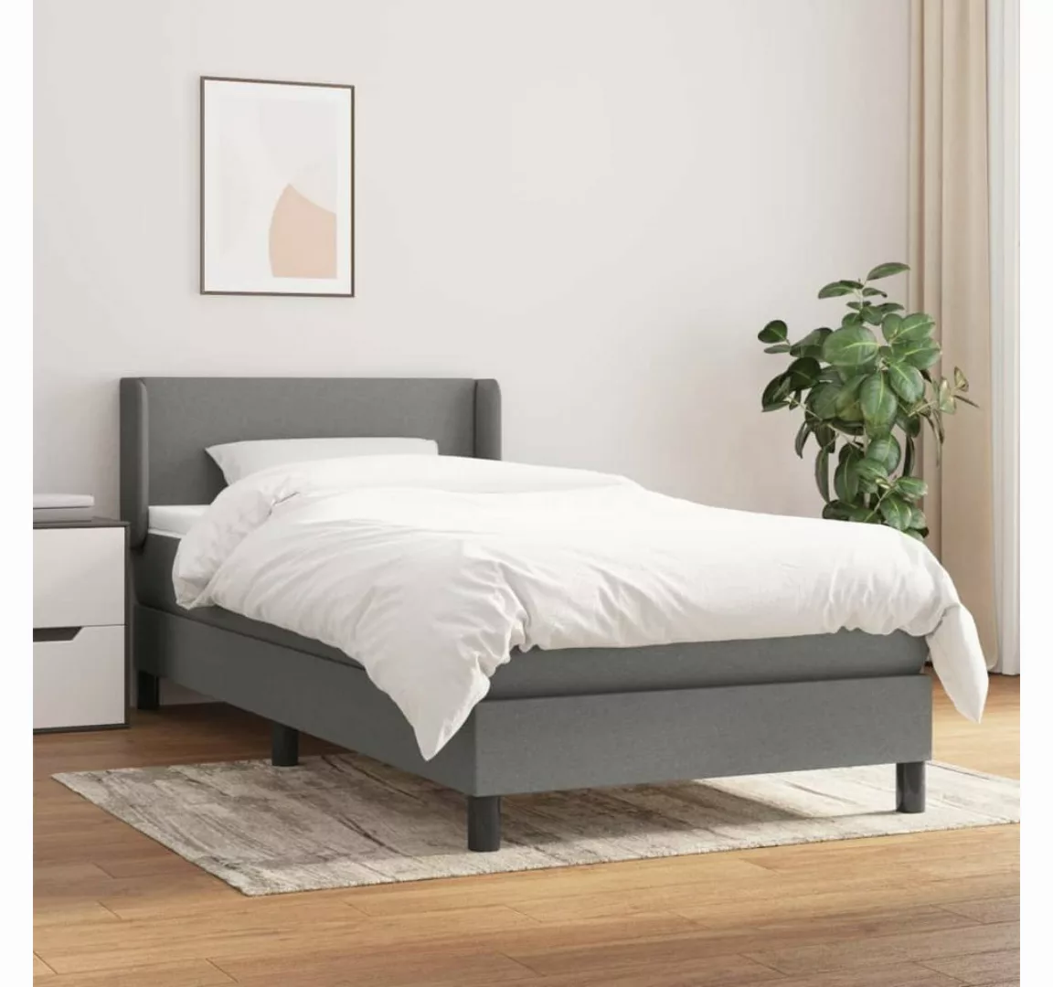 furnicato Bett Boxspringbett mit Matratze Dunkelgrau 90x200 cm Stoff günstig online kaufen