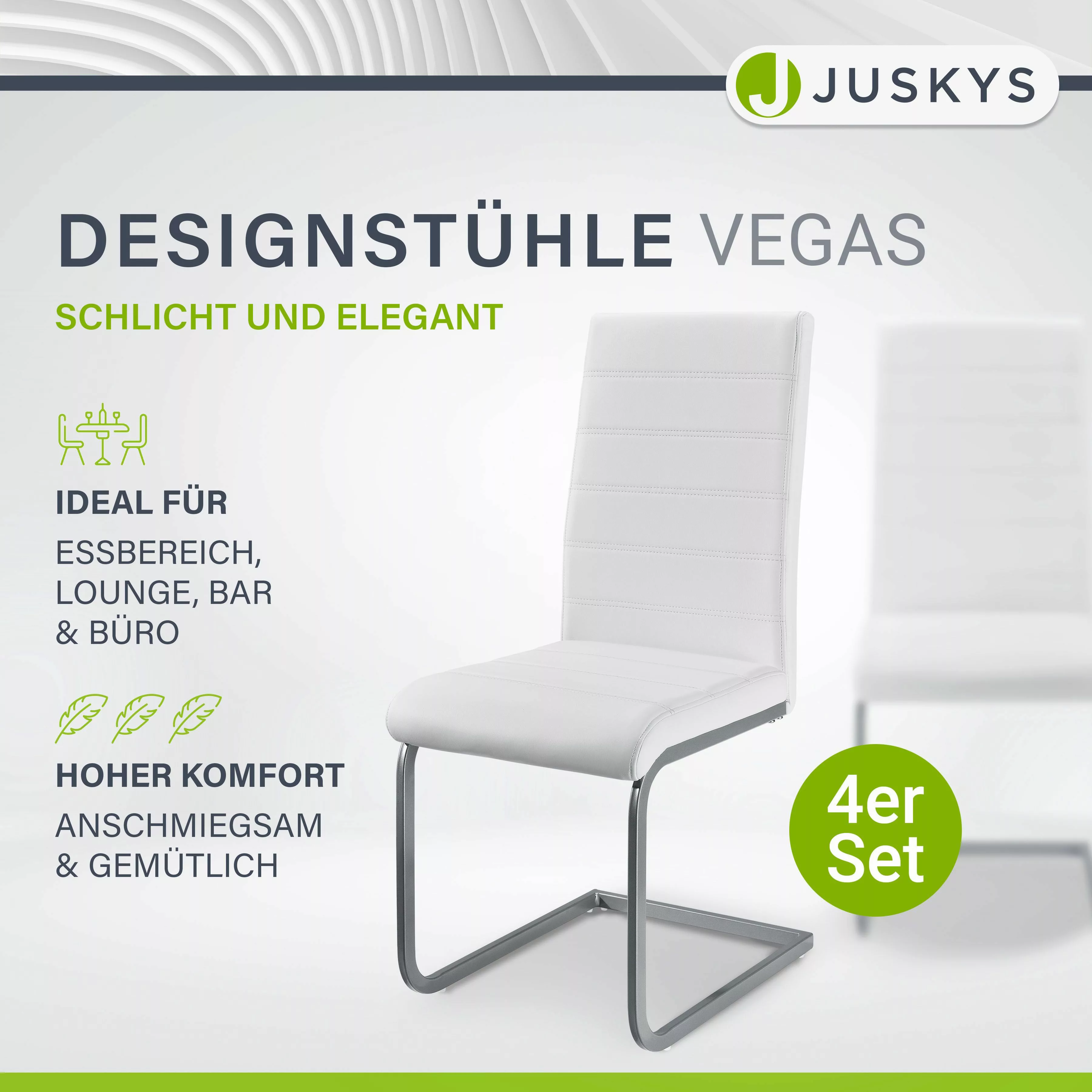 Juskys Freischwinger Vegas, hohe Rückenlehne, pflegeleicht, günstig online kaufen