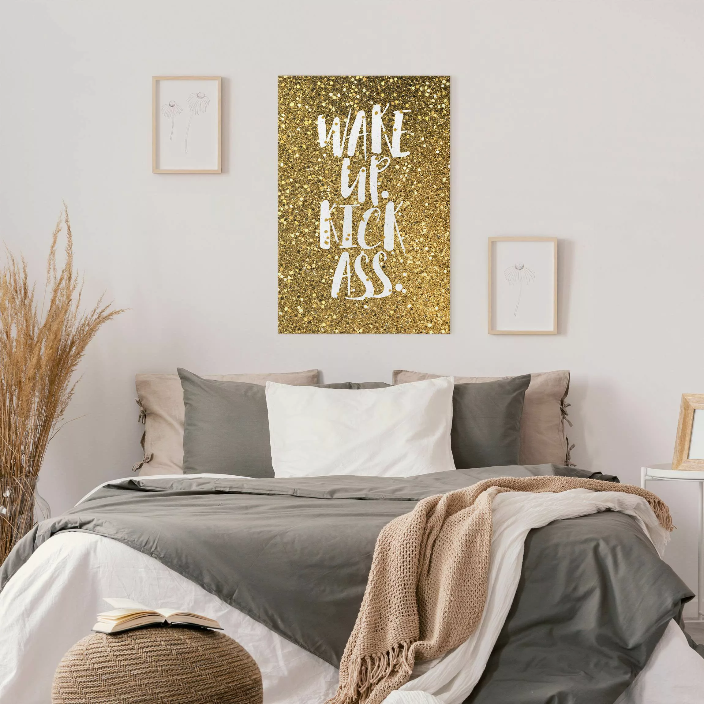 Leinwandbild Wake up Kick Ass Gold günstig online kaufen