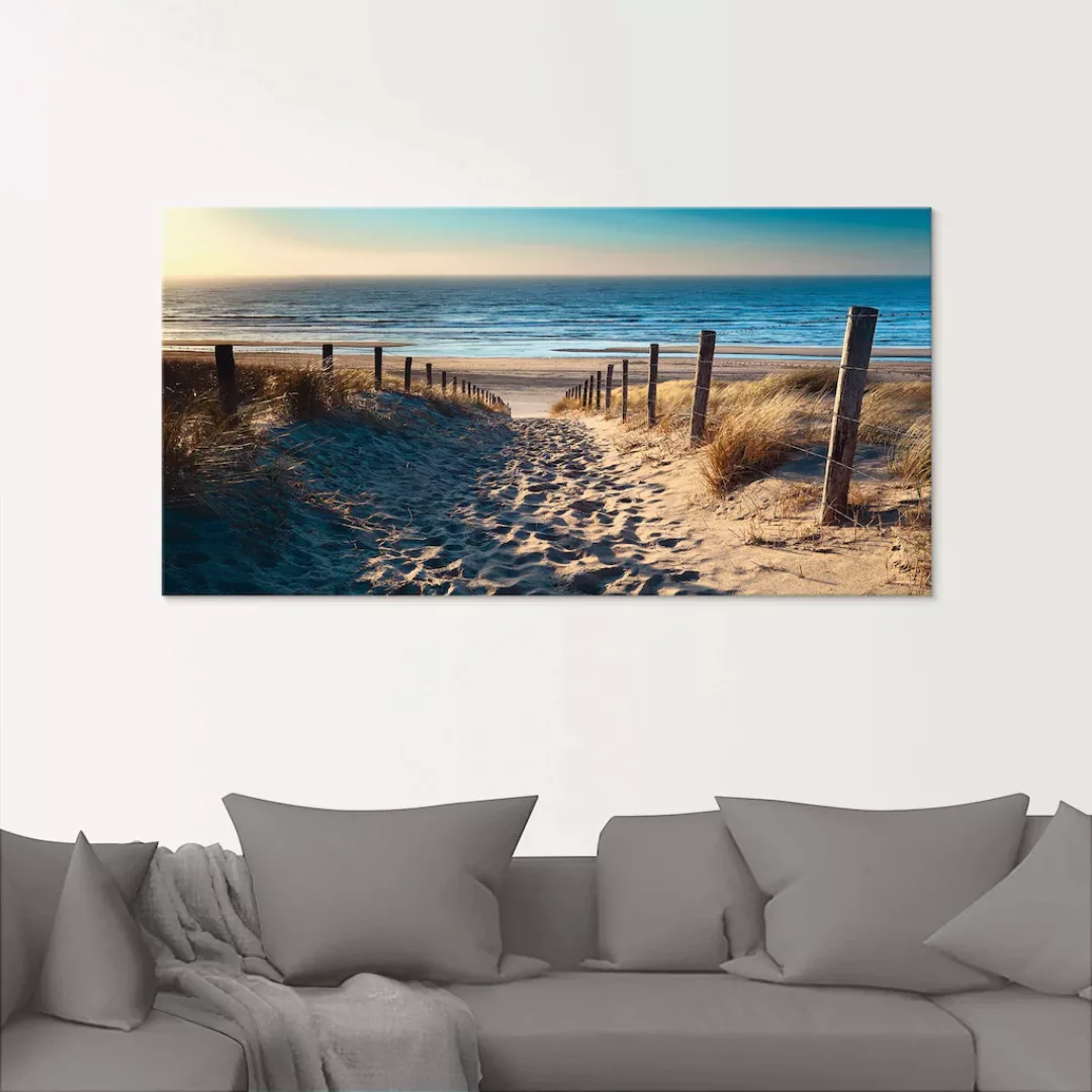 Artland Glasbild »Weg zum Nordseestrand Sonnenuntergang«, Strand, (1 St.), günstig online kaufen