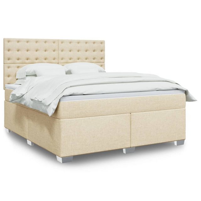 vidaXL Boxspringbett, Boxspringbett mit Matratze Creme 180x200 cm Stoff günstig online kaufen