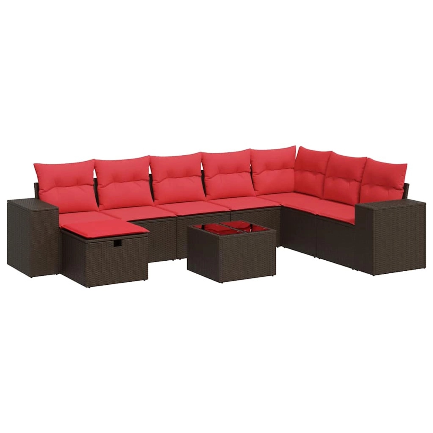 vidaXL 9-Tlg Garten-Sofagarnitur mit Kissen Braun Poly Rattan 3325750 günstig online kaufen