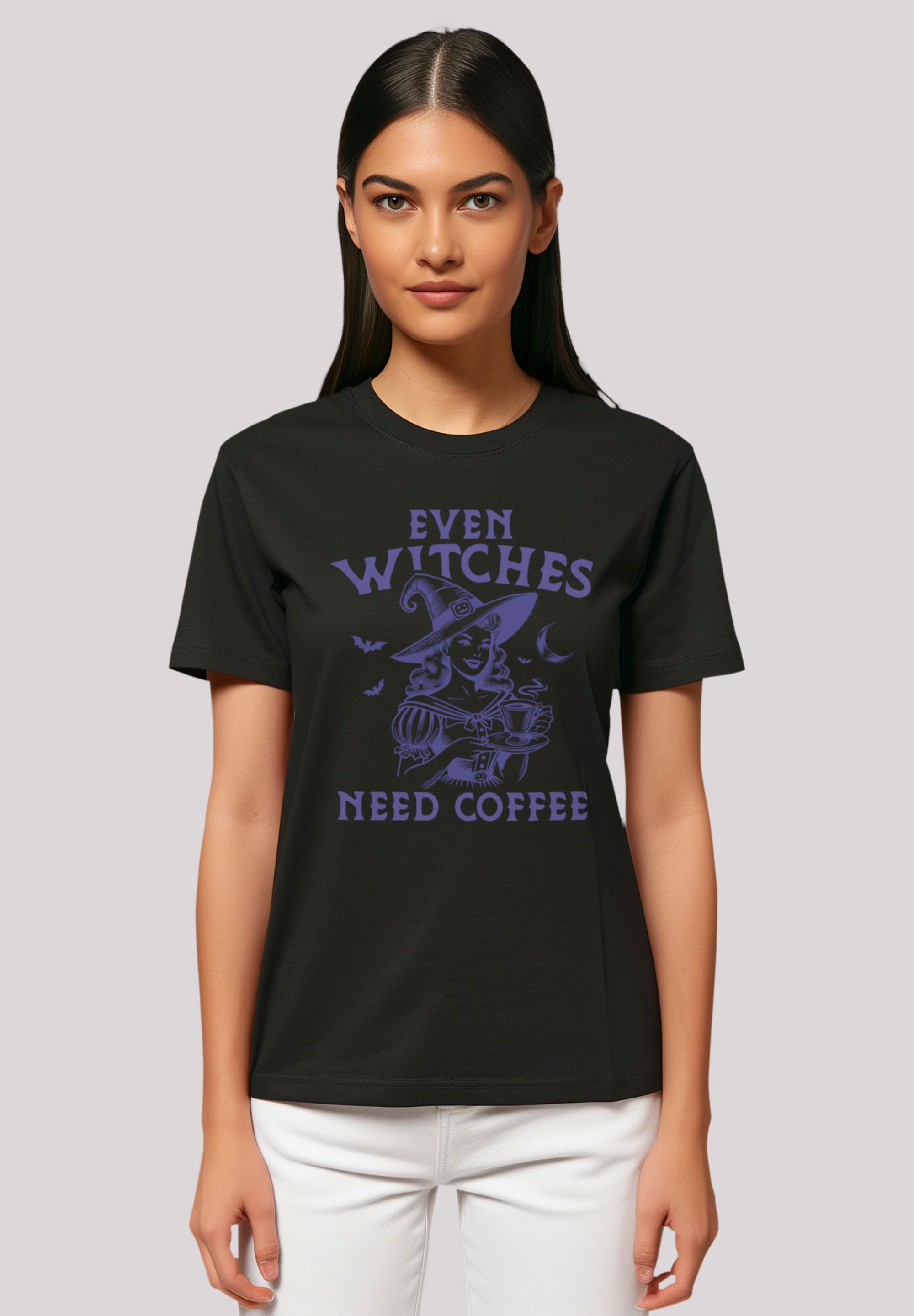 F4NT4STIC T-Shirt "Halloween Witch even witches need coffee", Premium Quali günstig online kaufen